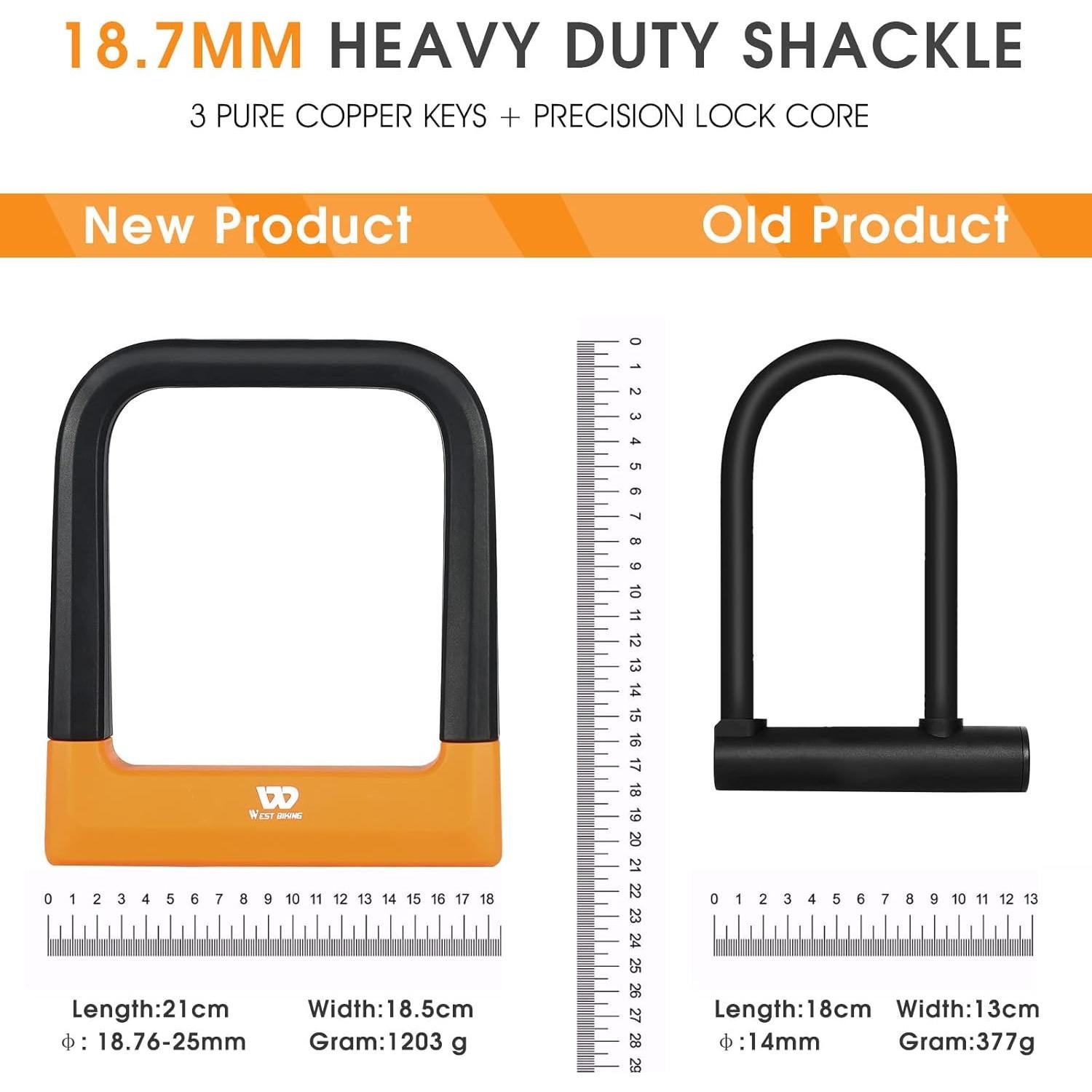 Candado U Antirrobo ICOCOPRO 18.76mm con 3 Llaves Negro