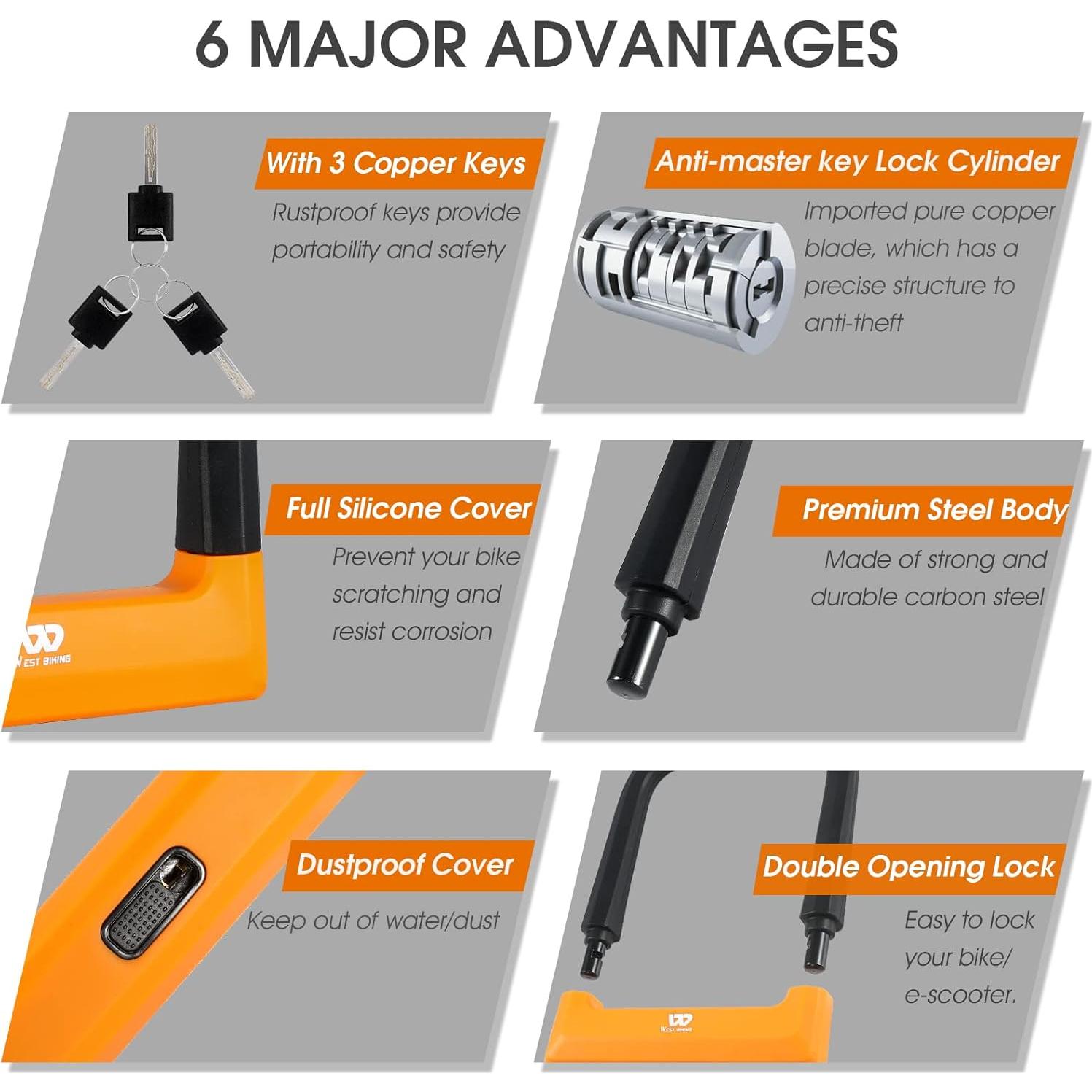 Candado U Antirrobo ICOCOPRO 18.76mm con 3 Llaves Negro