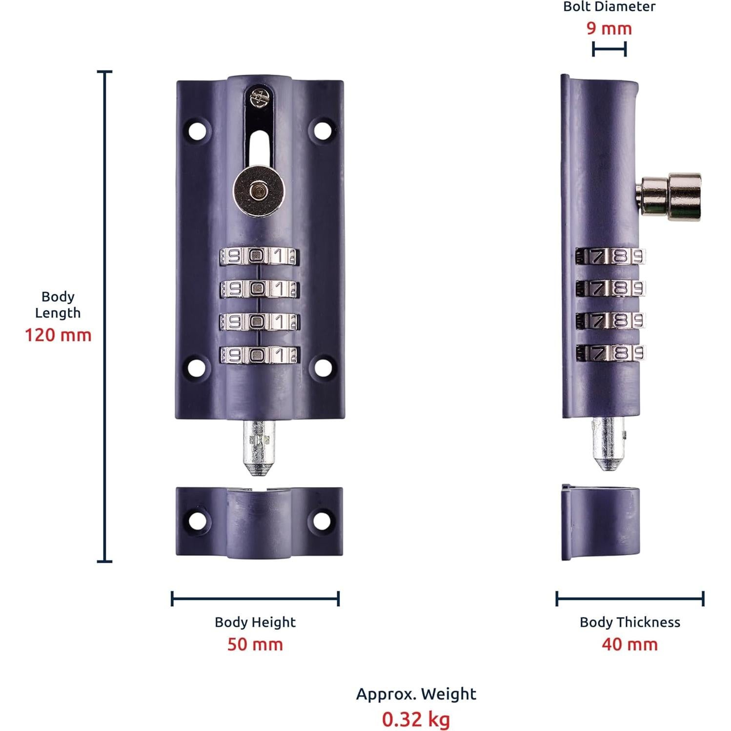 Cerradura Combinada Squire COMBI 4 de Acero Inoxidable Azul