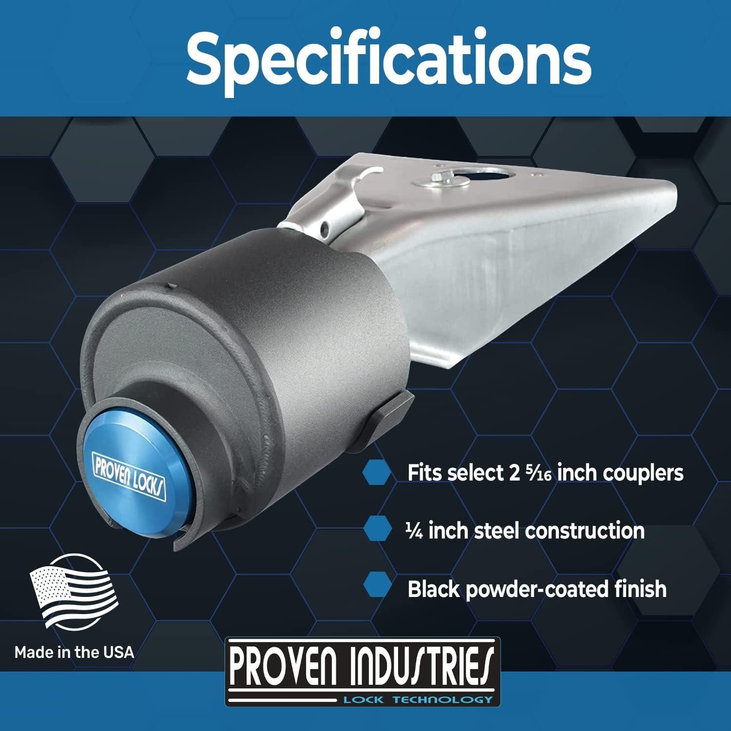 Cerradura de Remolque Proven Industries Modelo 2516 2 5/16" Azul