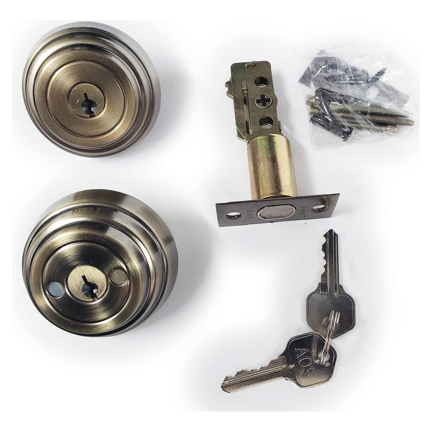 Cerradura Muerta Doble Cilindro L.A Ornamental 6 cm Bronce