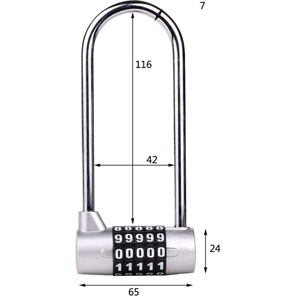 Candado de Combinación WANLIAN 5 Dígitos 148mm Plata