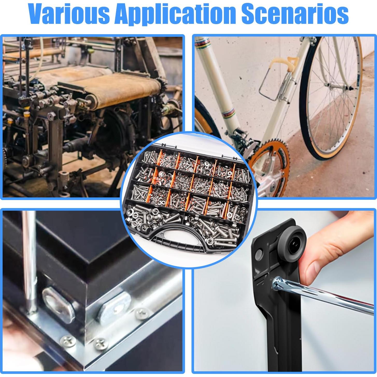 Kit de 1287 Tuercas y Tornillos Bemaka Acero Inoxidable