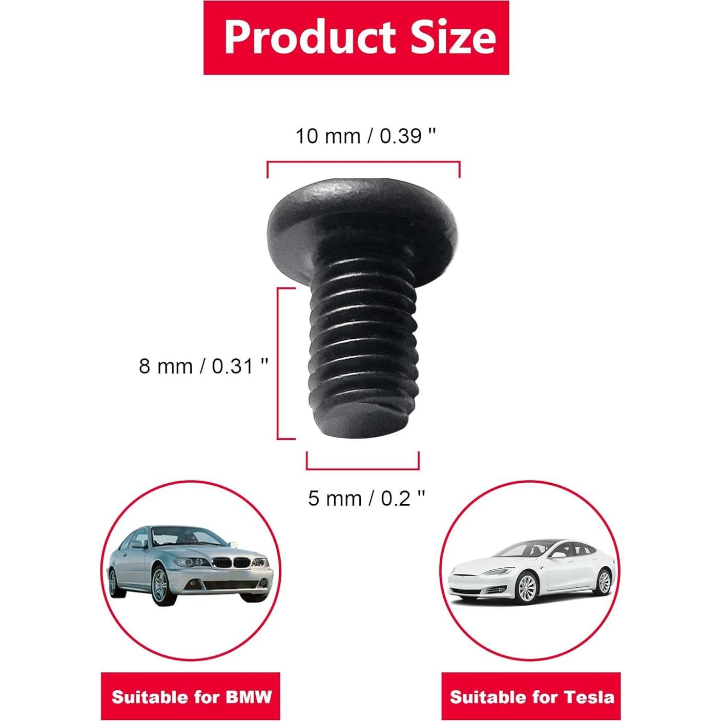 Tornillos Antirrobo M5 de Acero Inoxidable para BMW y Tesla 8mm