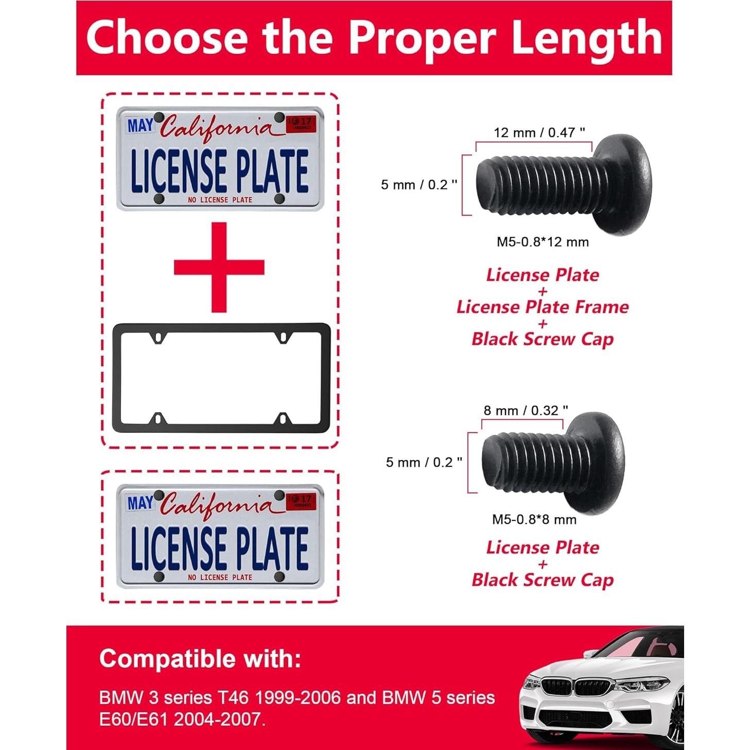 Tornillos Antirrobo M5 de Acero Inoxidable para BMW y Tesla 8mm