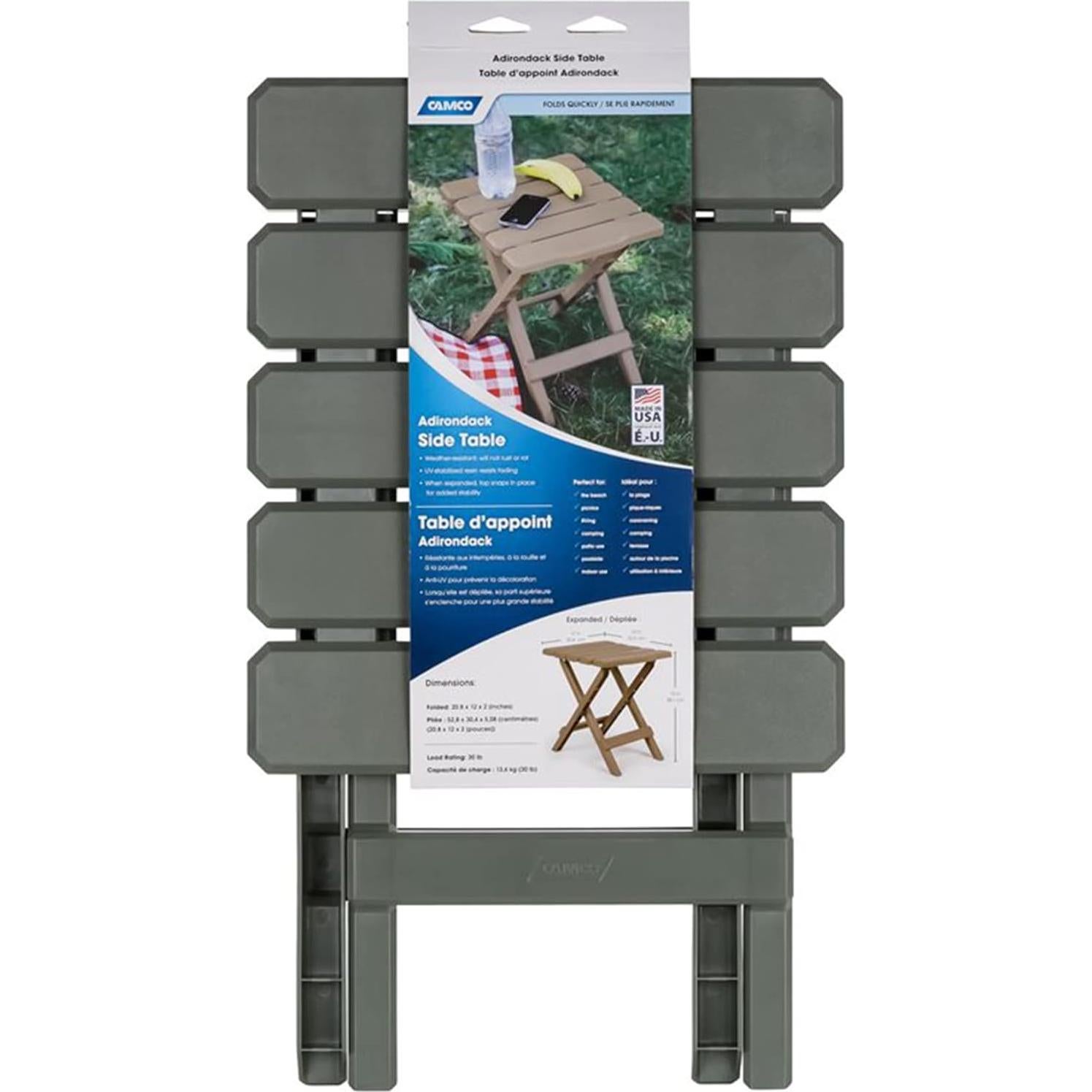 Mesa Lateral Plegable Camco Adirondack 2 Pzas Resistente