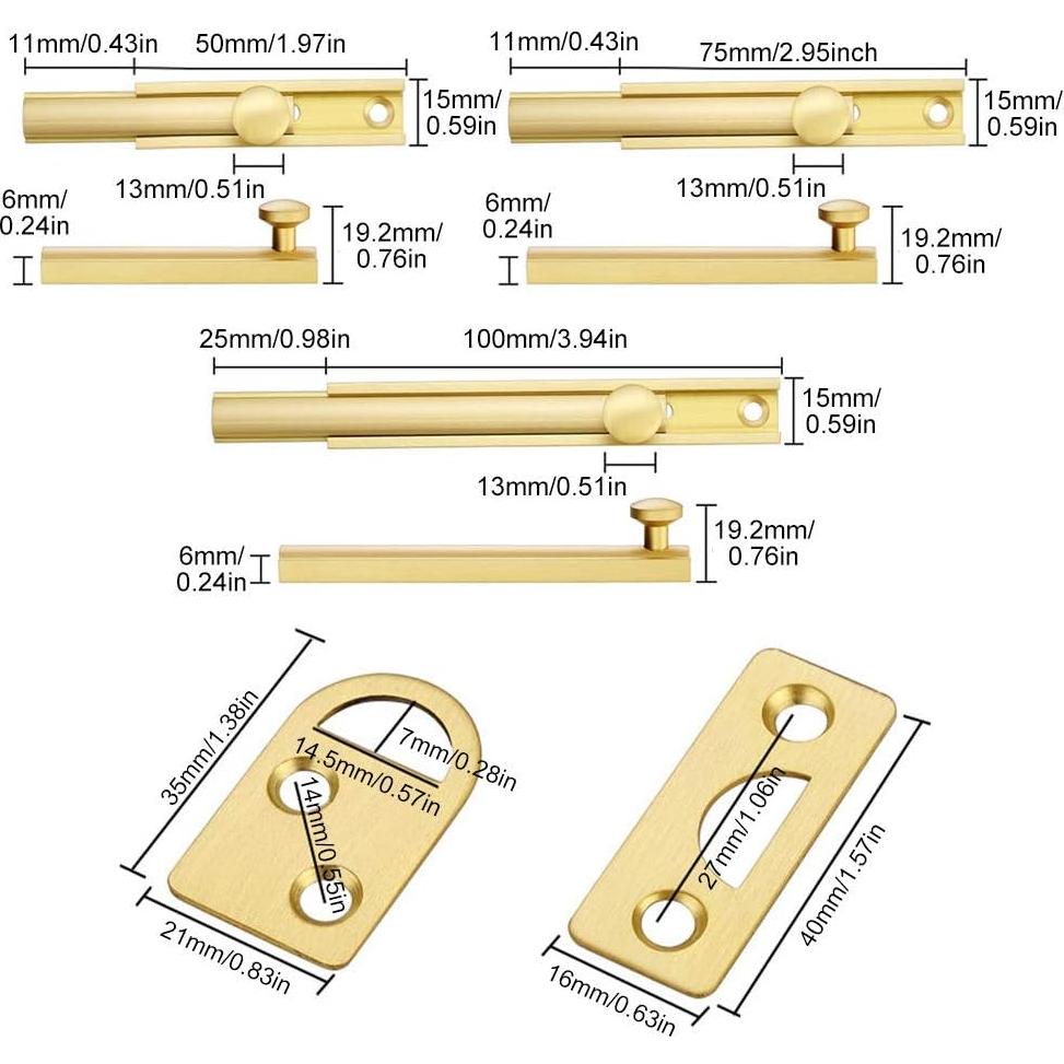 Cerrojo Deslizante de Latón Faddare 10.16 cm Negro Seguridad
