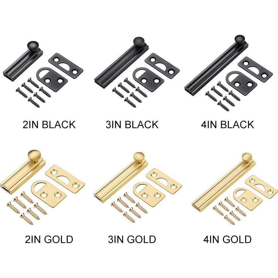 Cerrojo Deslizante de Latón Faddare 10.16 cm Negro Seguridad