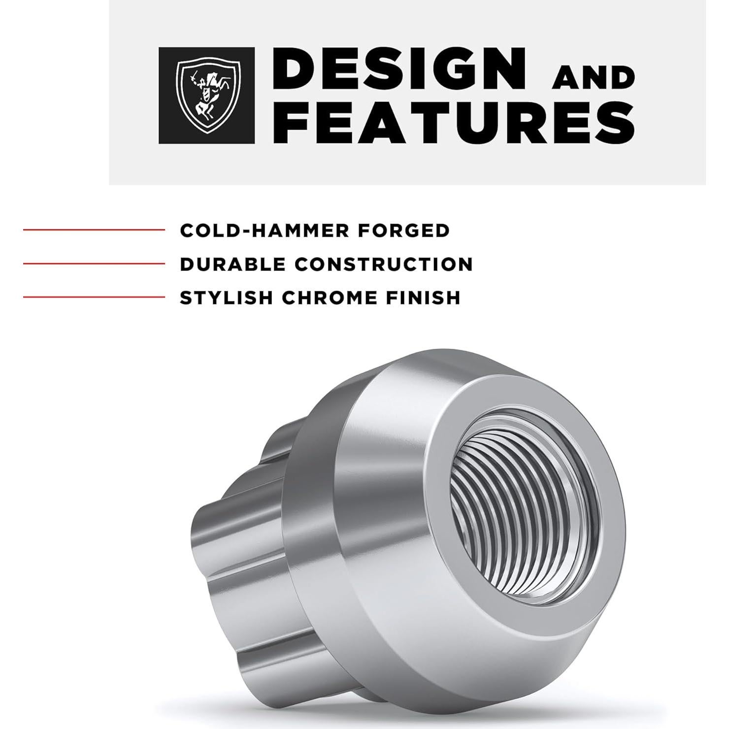 Bloqueo de Rueda Caballero Blanco 41700 Cromado M12x1.5 (4 Piezas)