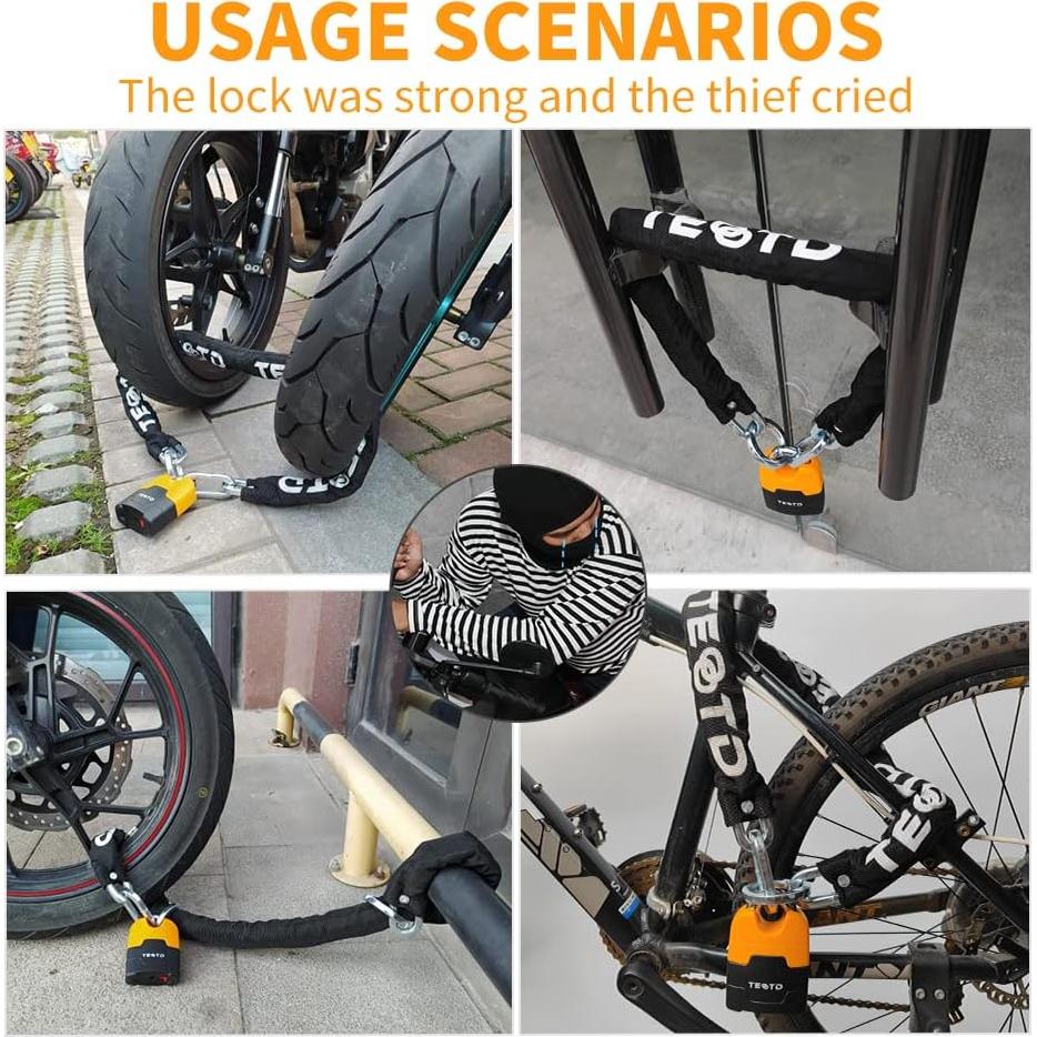 Candado de Cadena Antirrobo TEOOTD 160cm 10mm Alta Resistencia