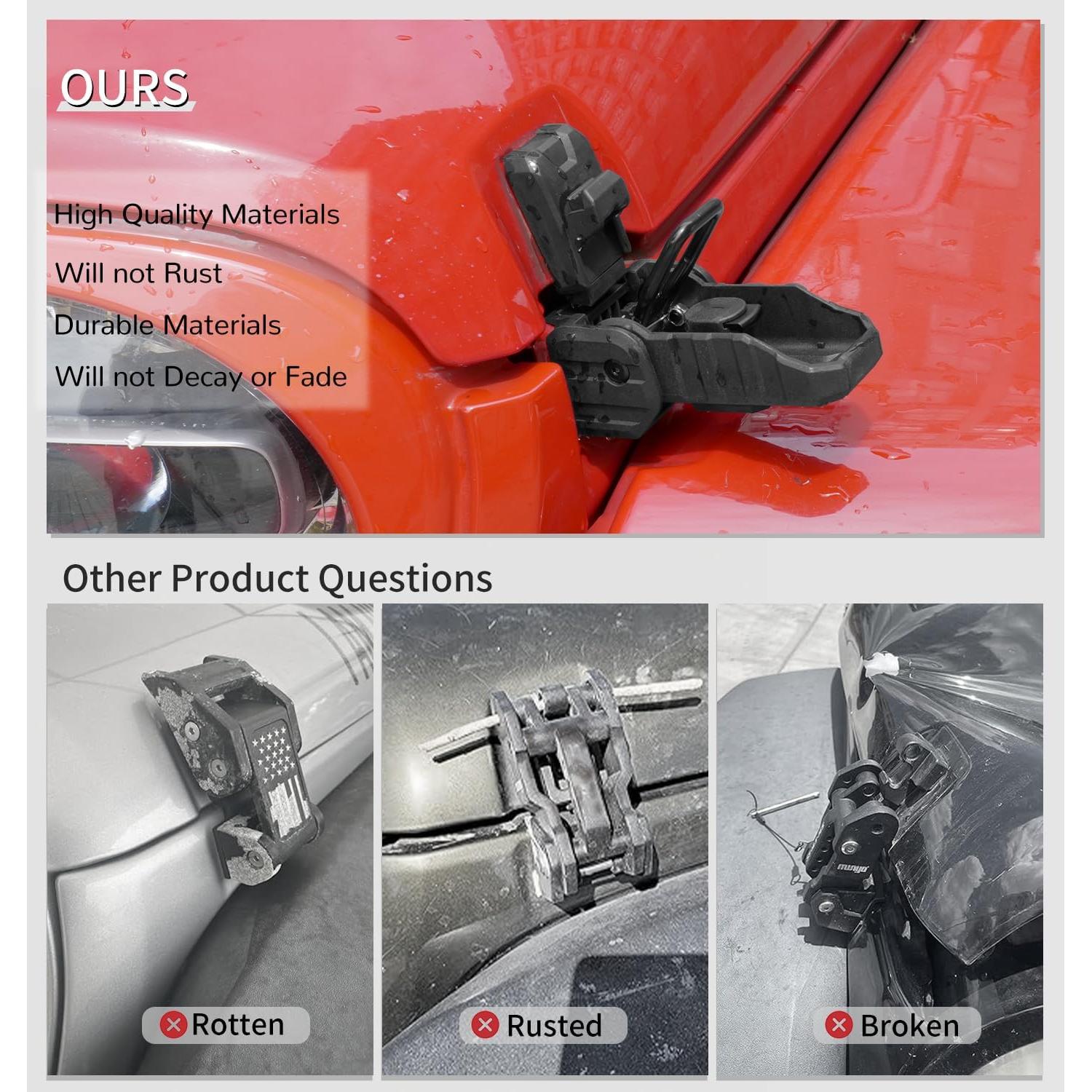 Cierre de Capó Antirrobo ZKJAYOE para Jeep JL JLU JT 2018-2025