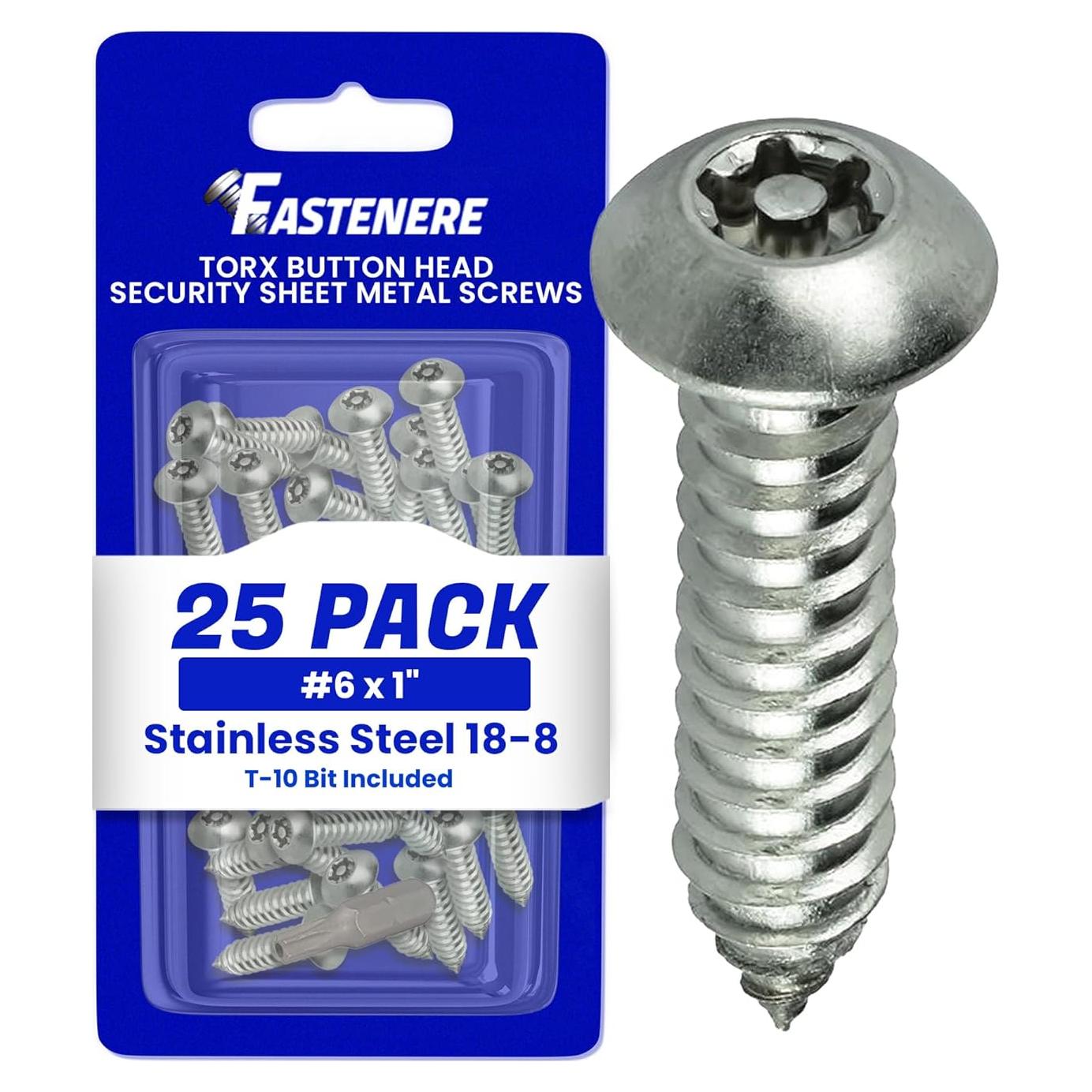 Tornillos de Seguridad Torx Fastenere #6 x 2.54 cm Acero Inoxidable - 25 Piezas