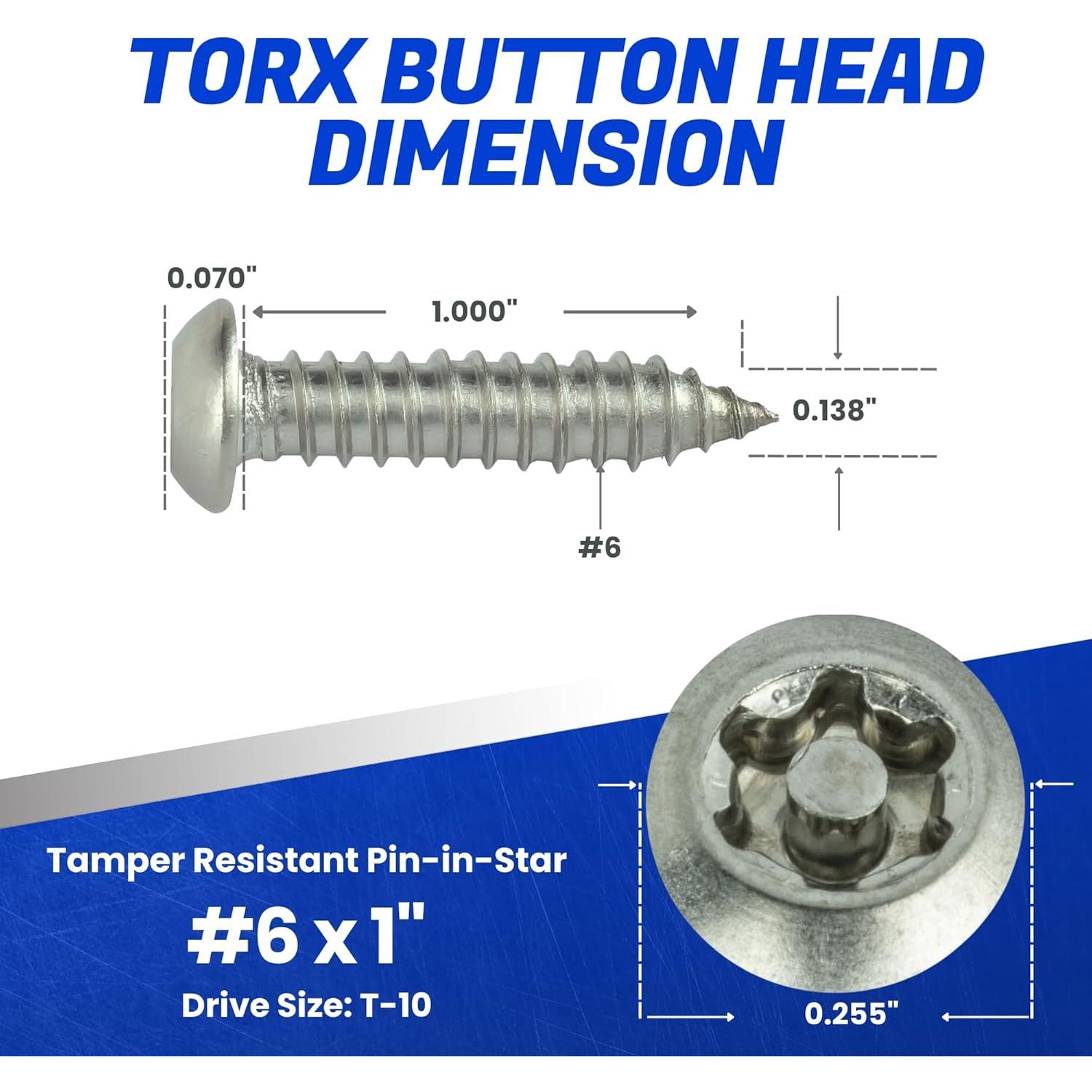 Tornillos de Seguridad Torx Fastenere #6 x 2.54 cm Acero Inoxidable - 25 Piezas
