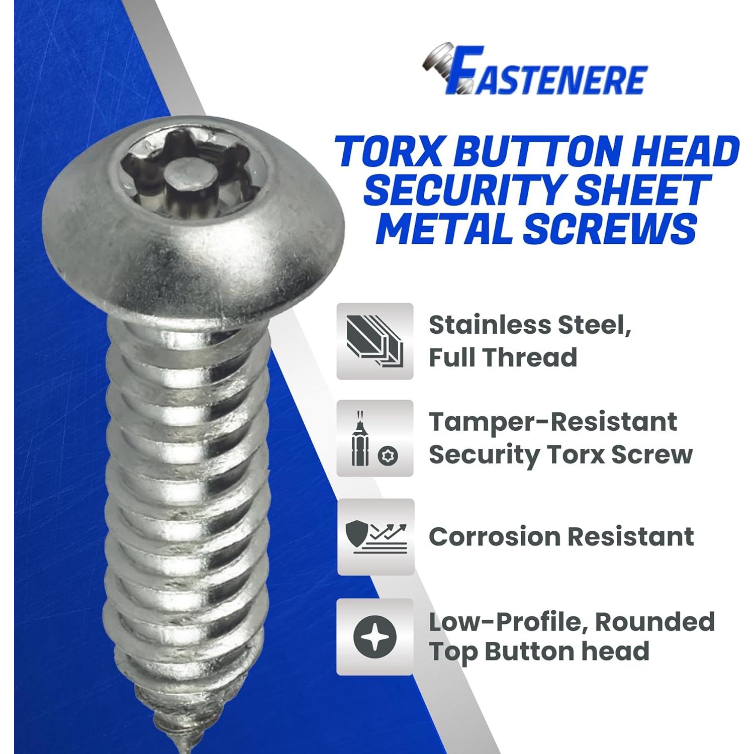 Tornillos de Seguridad Torx Fastenere #6 x 2.54 cm Acero Inoxidable - 25 Piezas