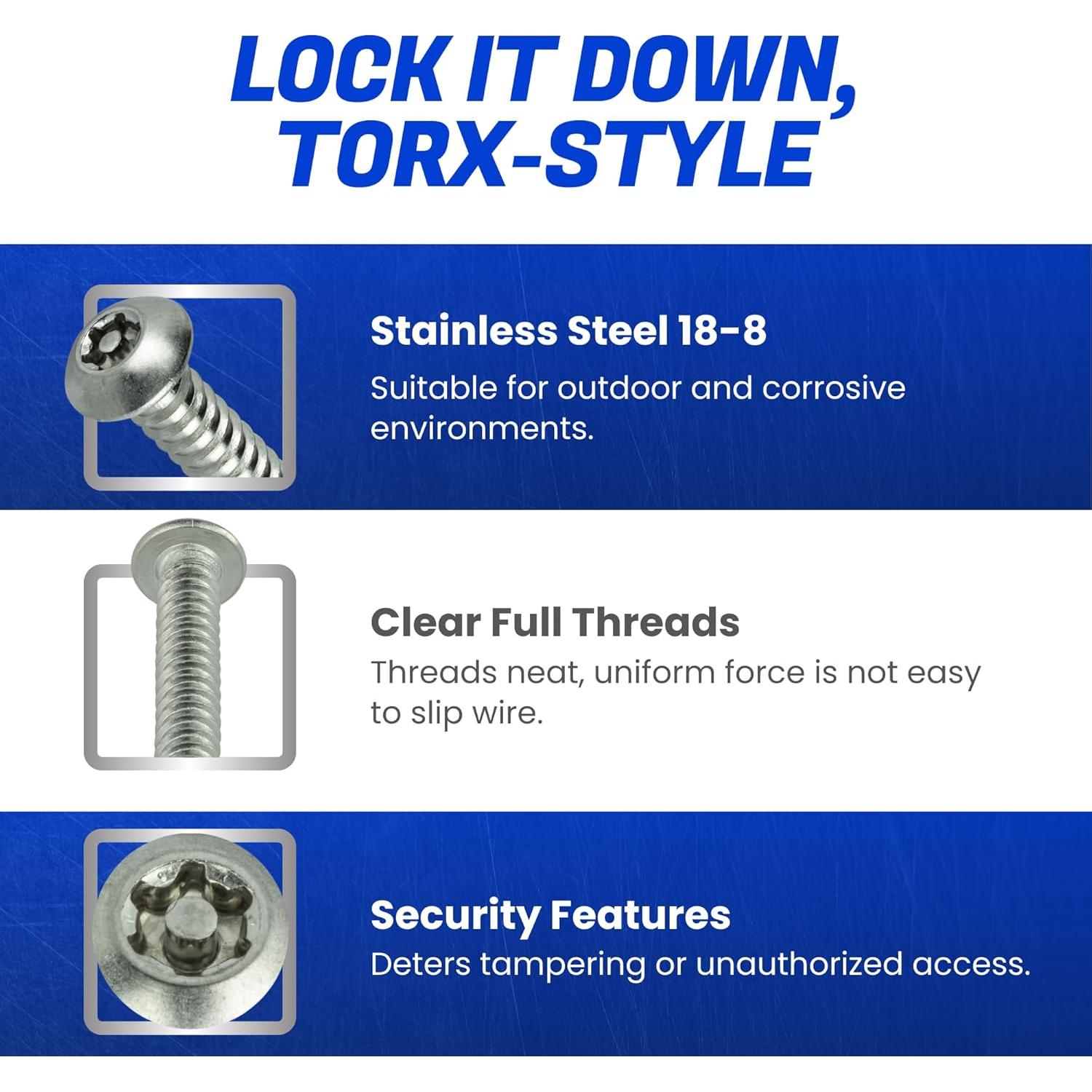 Tornillos de Seguridad Torx Fastenere #6 x 2.54 cm Acero Inoxidable - 25 Piezas