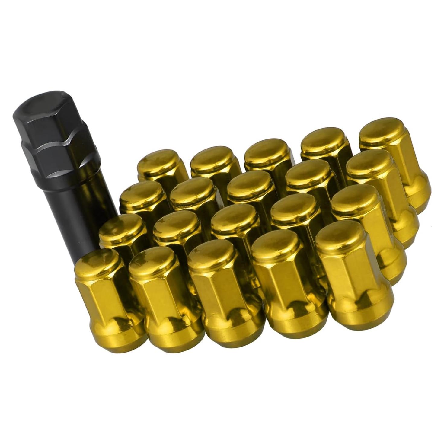 Tuerca de rueda M12 x 1.25 Partuto dorada - Paquete 20 piezas