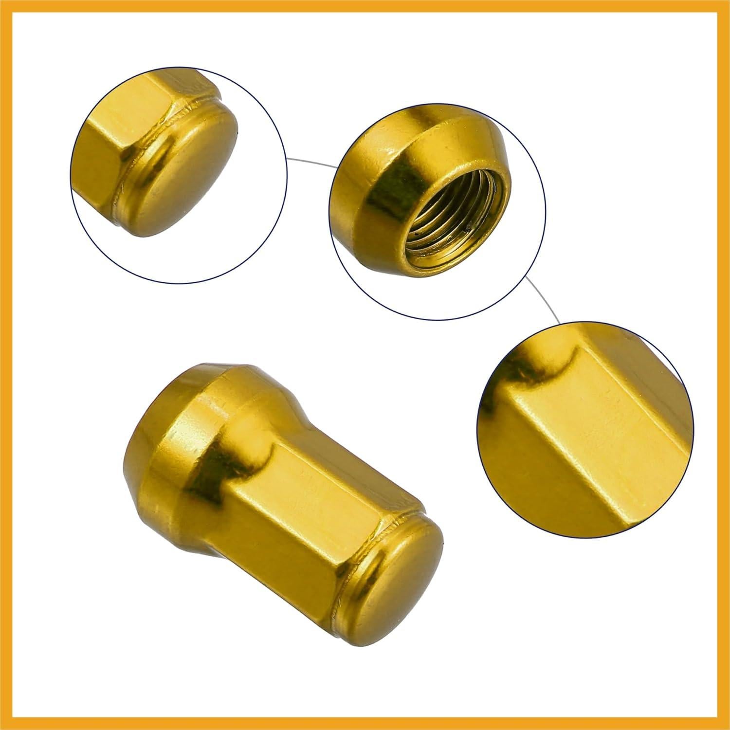 Tuerca de rueda M12 x 1.25 Partuto dorada - Paquete 20 piezas