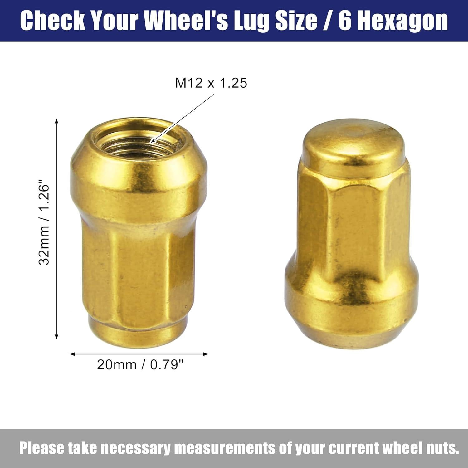 Tuercas de Rueda Acorn M12x1.25 ACROPIX 21 Piezas Doradas