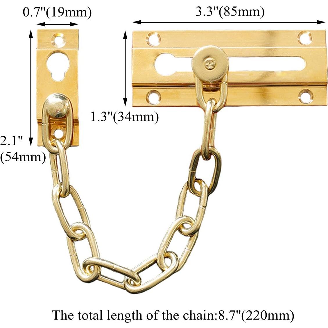 Cadena de Seguridad Antirrobo RZDEAL para Puertas - Dorado