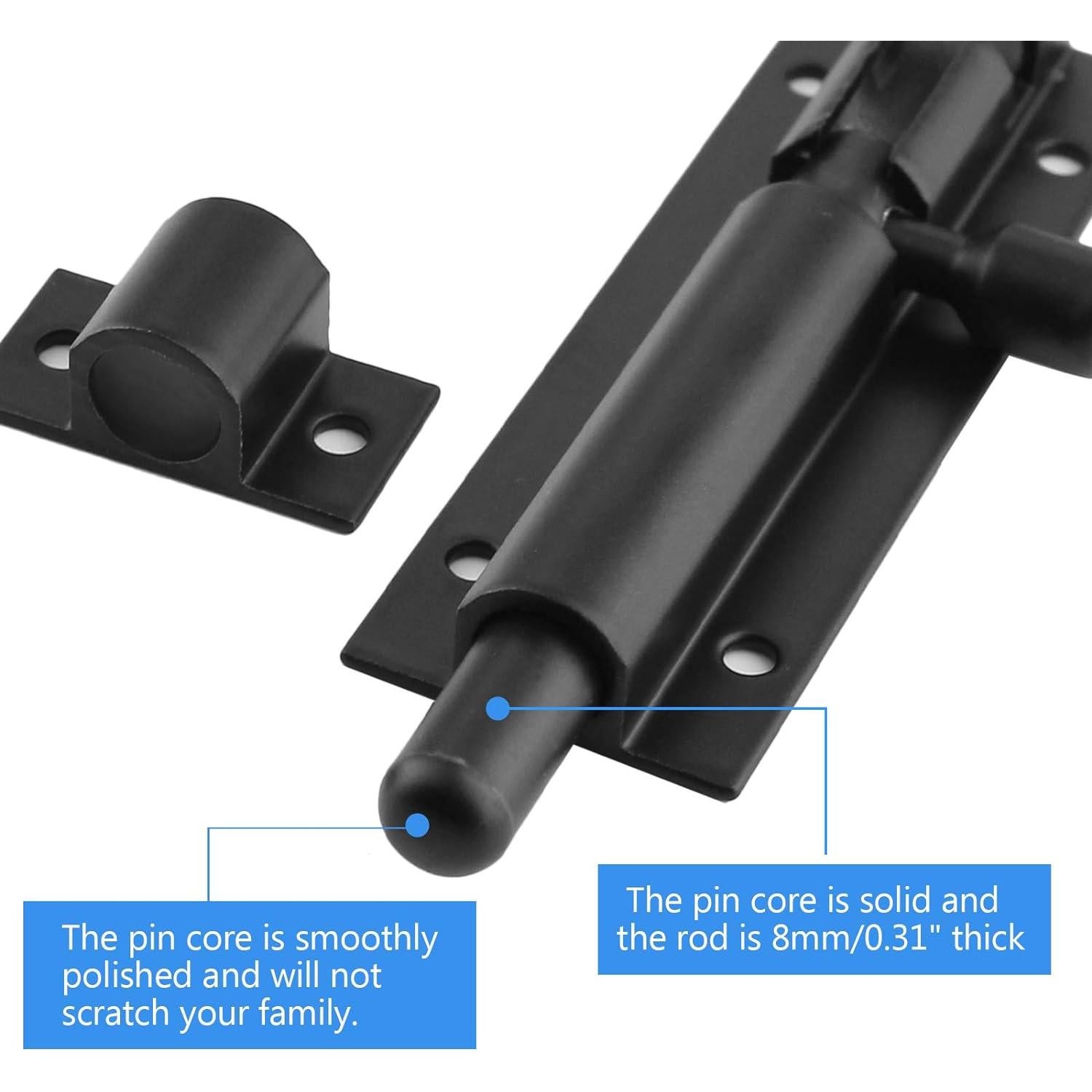 Cerradura de Pestillo Deslizante BokWin 7.62 cm Aluminio Negro