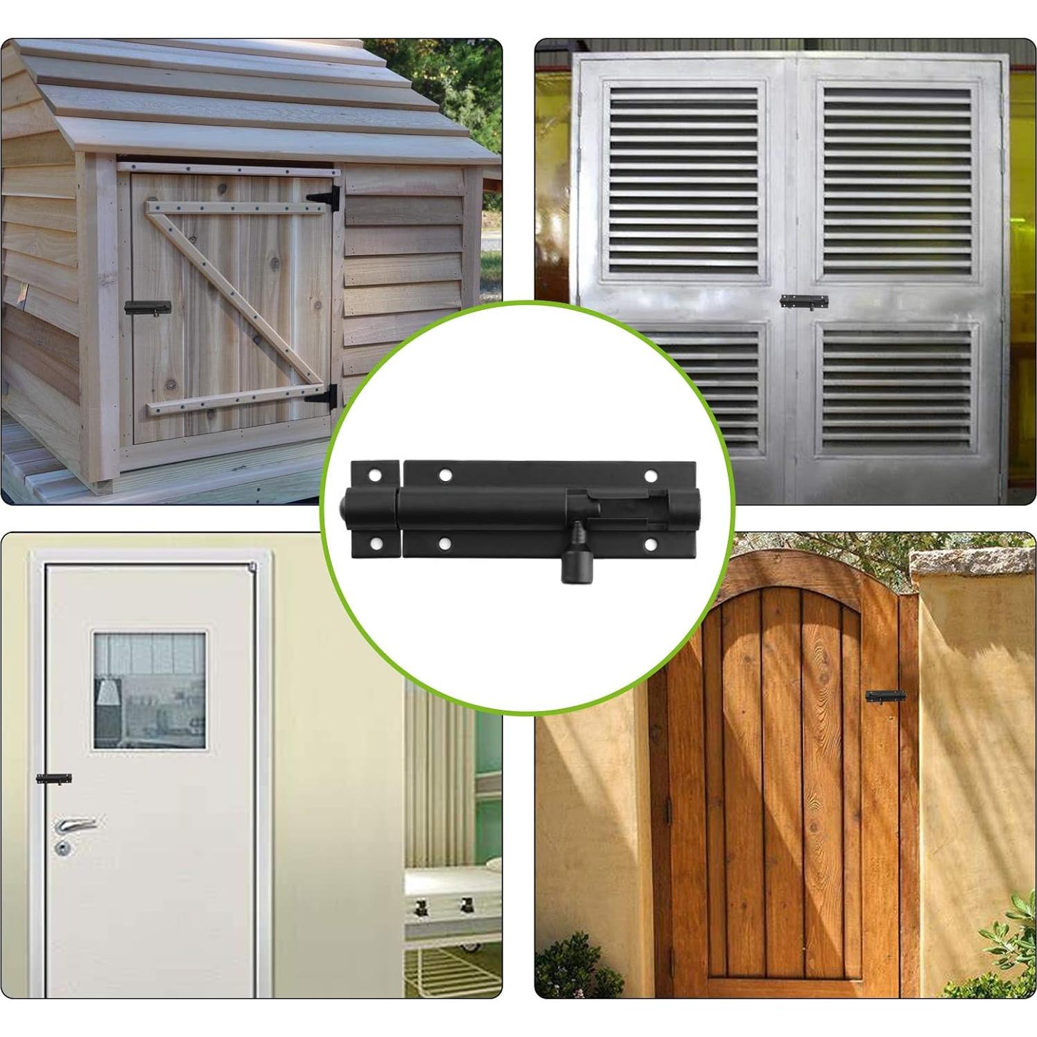 Cerradura de Pestillo Deslizante BokWin 7.62 cm Aluminio Negro