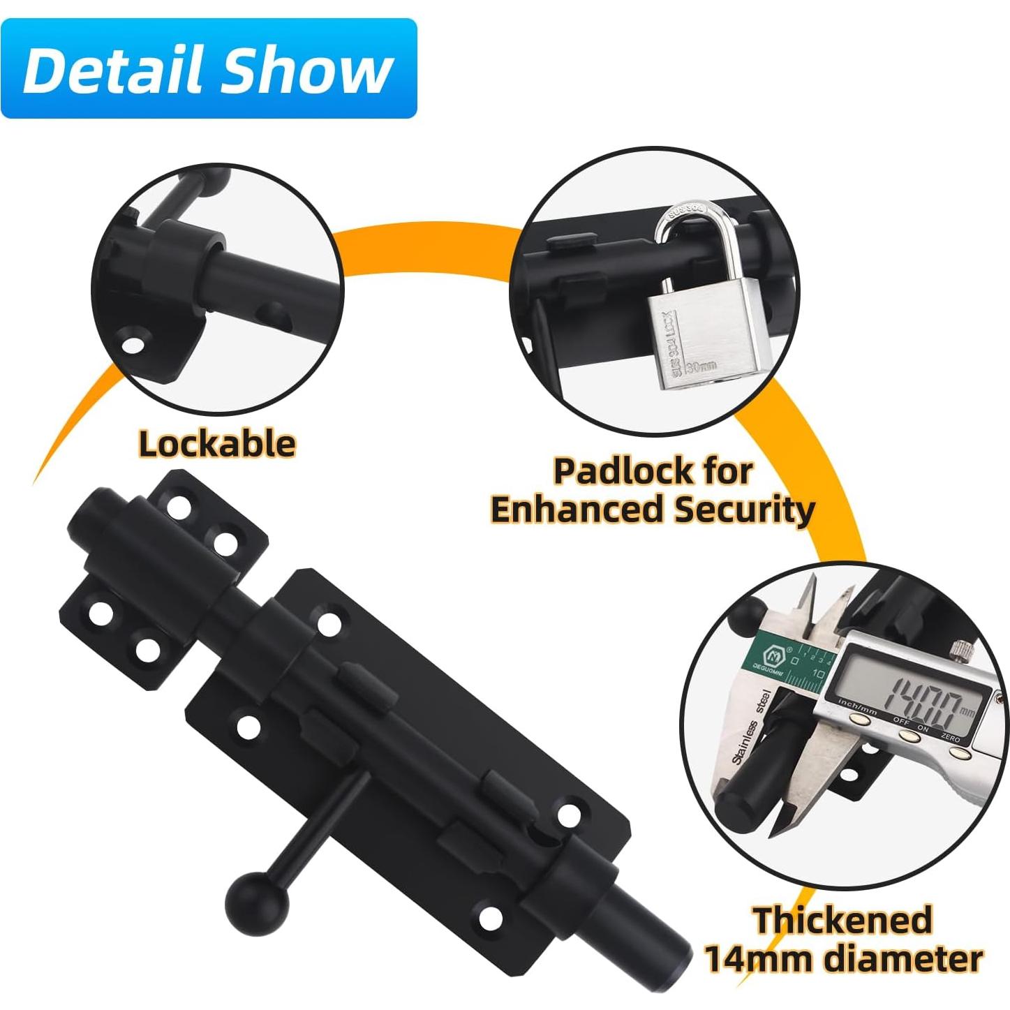 Cerrojo deslizante de acero inoxidable 304 BAO YI LAI 160mm negro