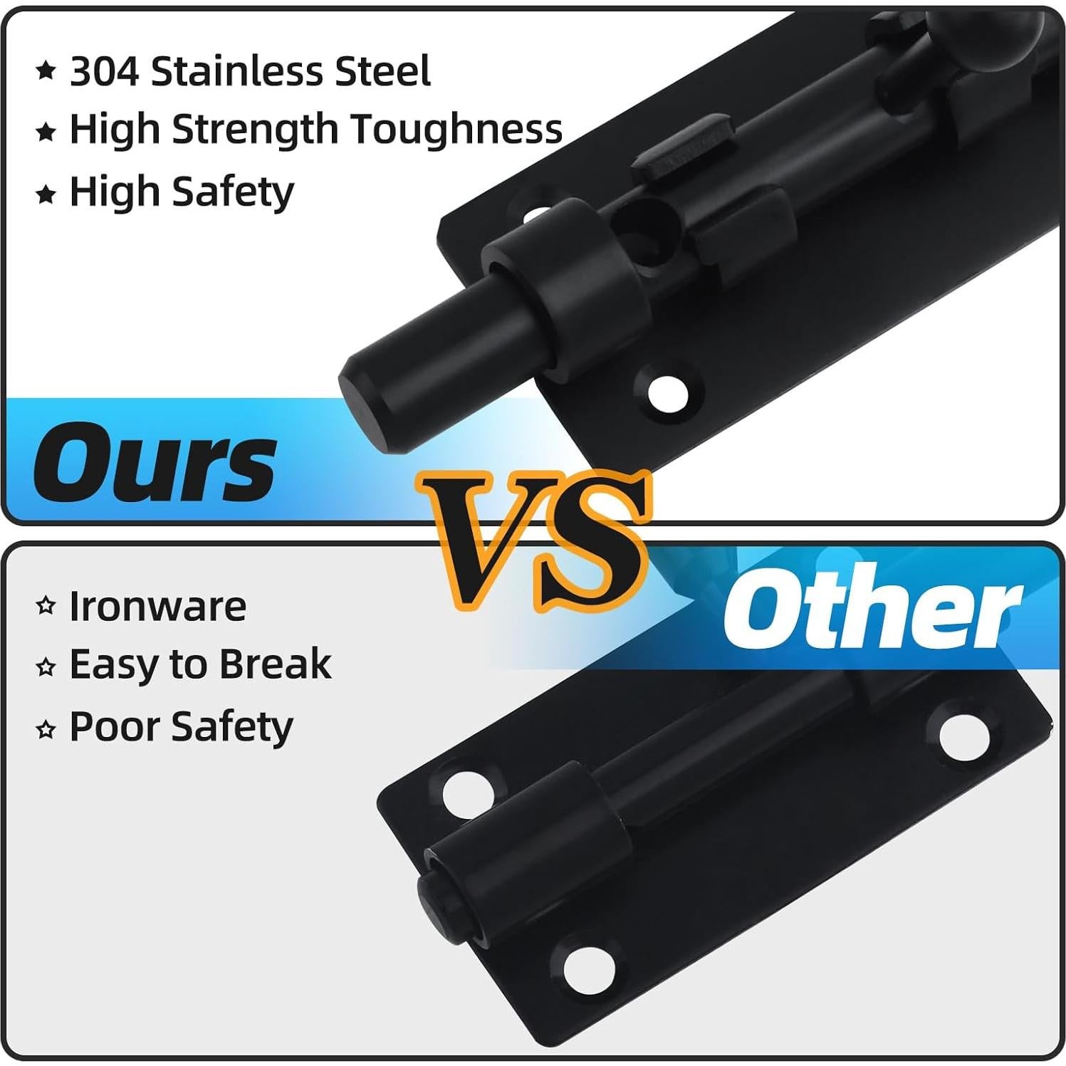 Cerrojo deslizante de acero inoxidable 304 BAO YI LAI 160mm negro