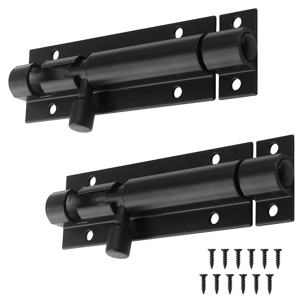 Paquete de 2 Cerraduras de Pestillo de Barril 75mm Aluminio Negra