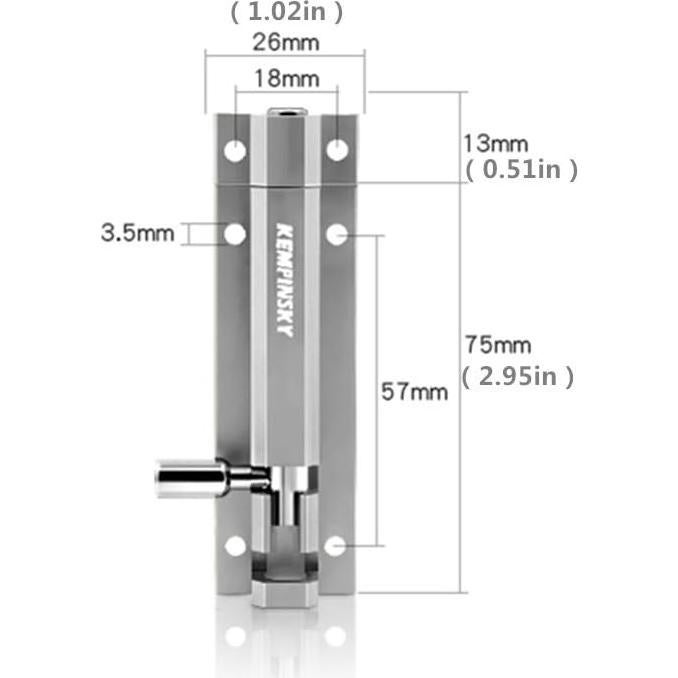 Cerradura Deslizante de Seguridad Enertai 7.49 cm Aluminio Níquel