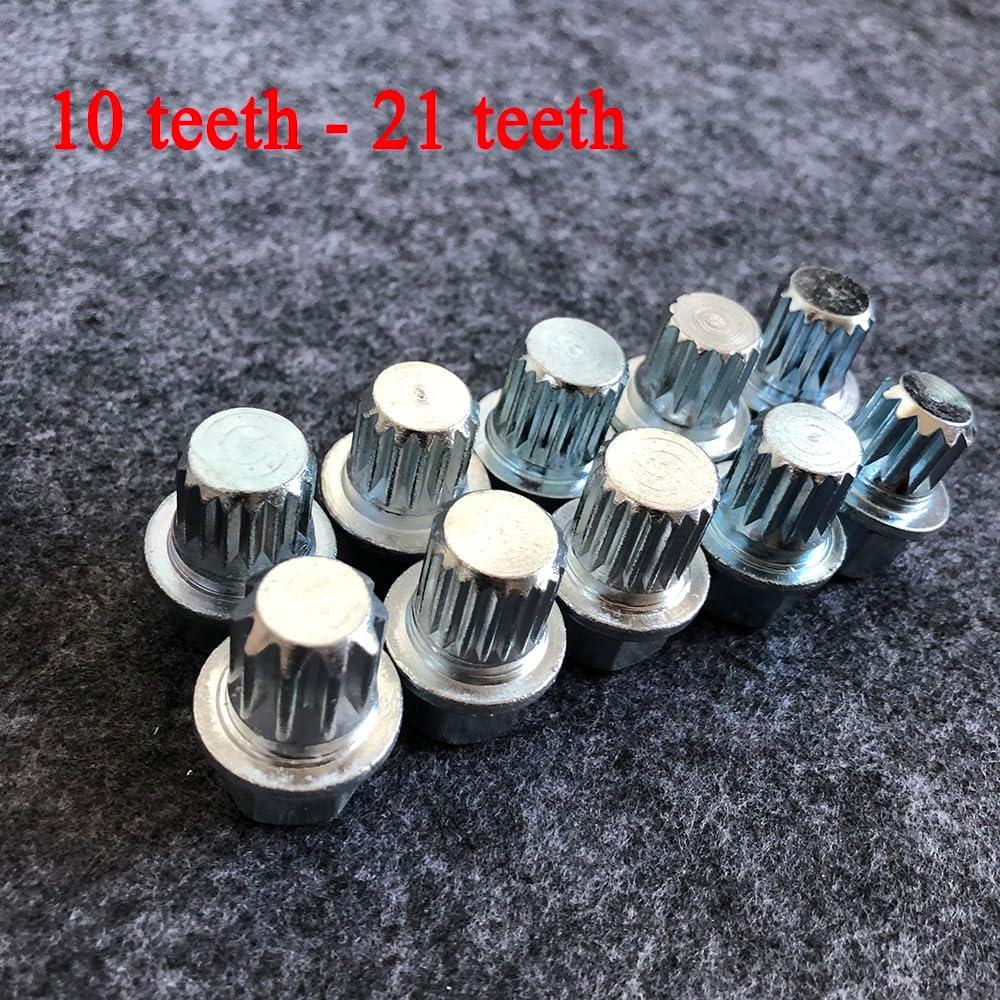 Tuercas de Rueda Antirrobo 5PCS Adaptador 10-21 Dientes VW Audi