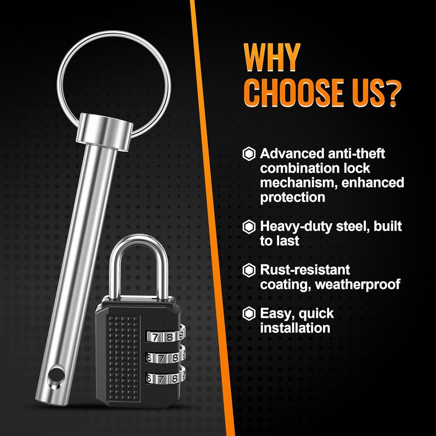 Pasadores de Retención Saillong con Cerradura Antirrobo 1.27 cm