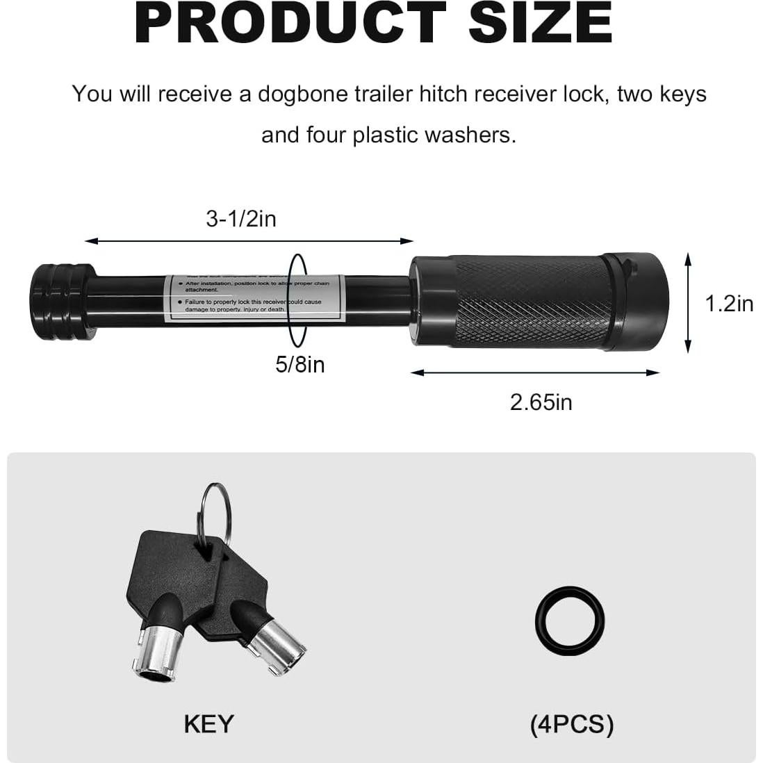 Cerrojo de Pasador ZNDAW para Receptor de Enganche 1.59 cm