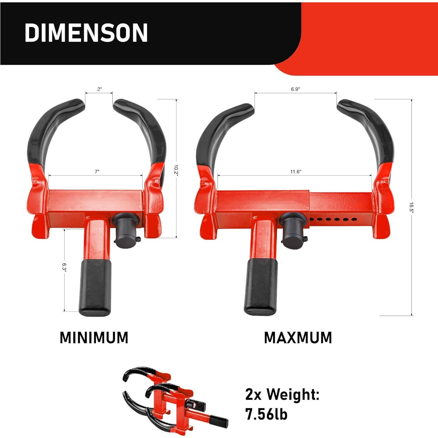 Cerradura de Rueda Antirrobo CARTMAN 2 Paquetes Rojo/Negro