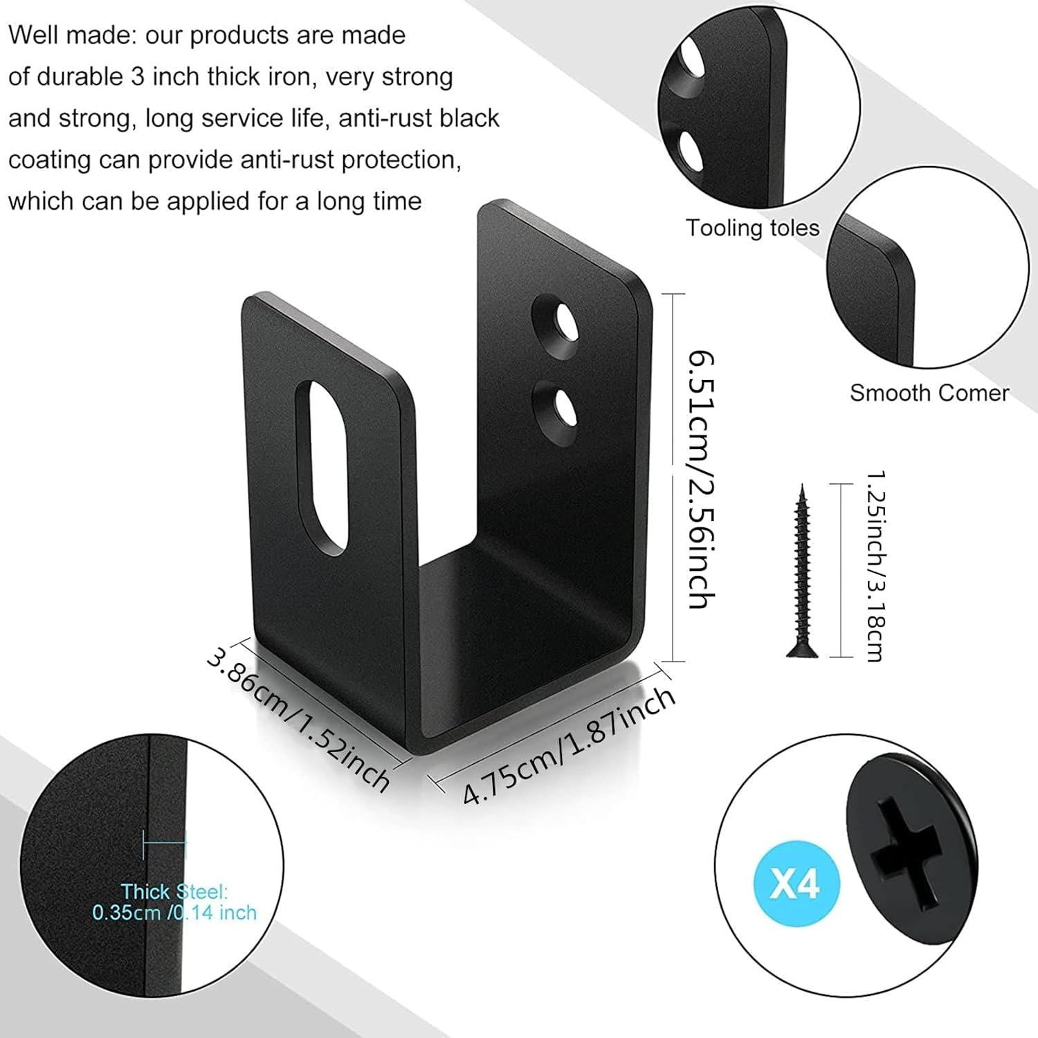 Soporte de Seguridad para Puerta Hotop 4 Piezas Negro