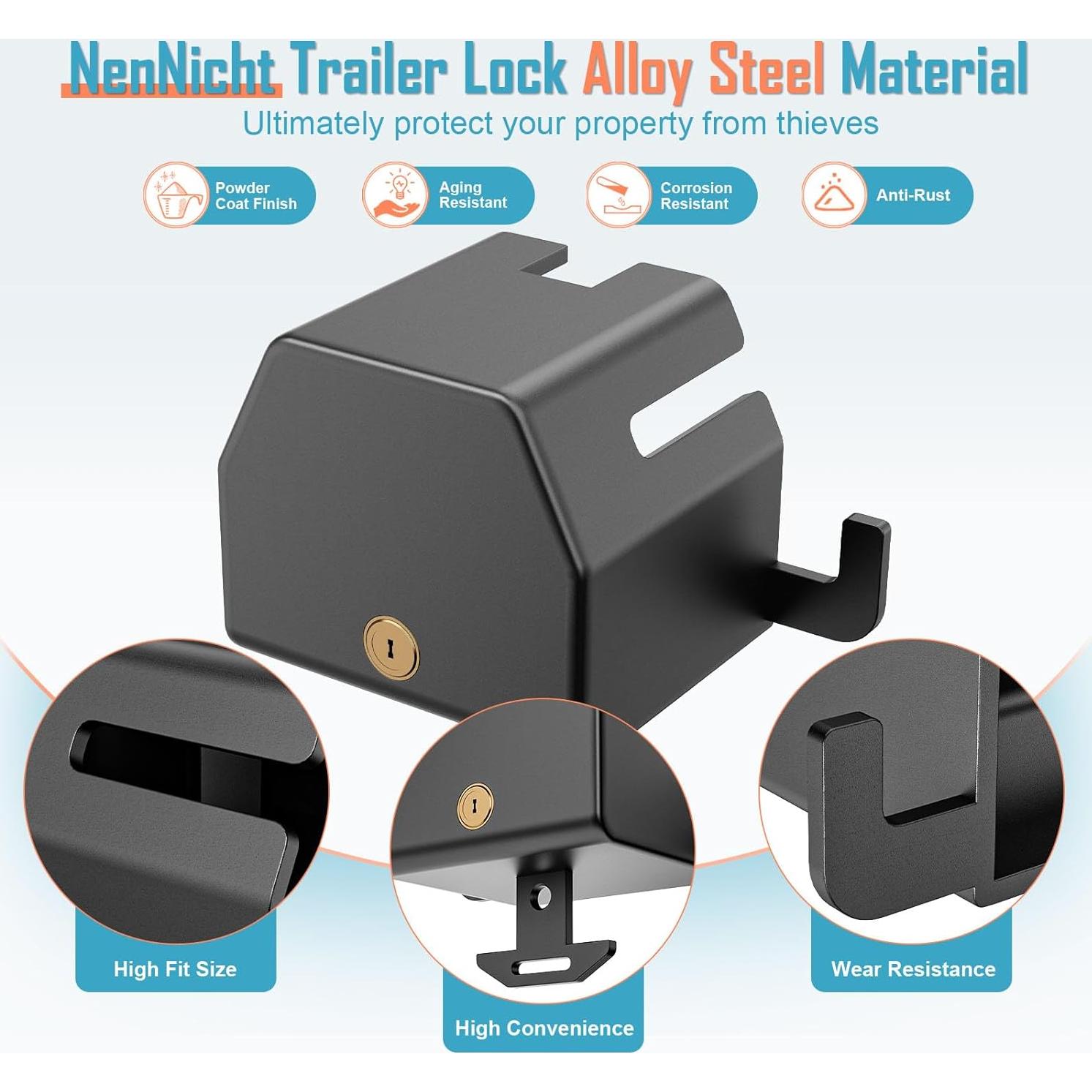 Cerradura de Remolque Antirrobo NenNicht TCS04 1-7/8" a 2-5/16"