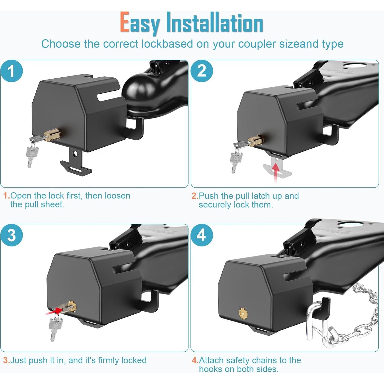 Cerradura de Remolque Antirrobo NenNicht TCS04 1-7/8" a 2-5/16"