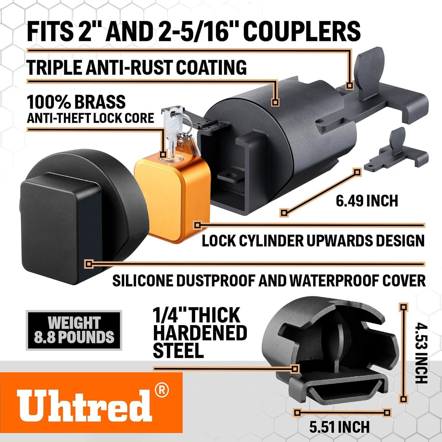 Cerradura de Acoplador de Remolque Uhtred Antirrobo 3.99 kg