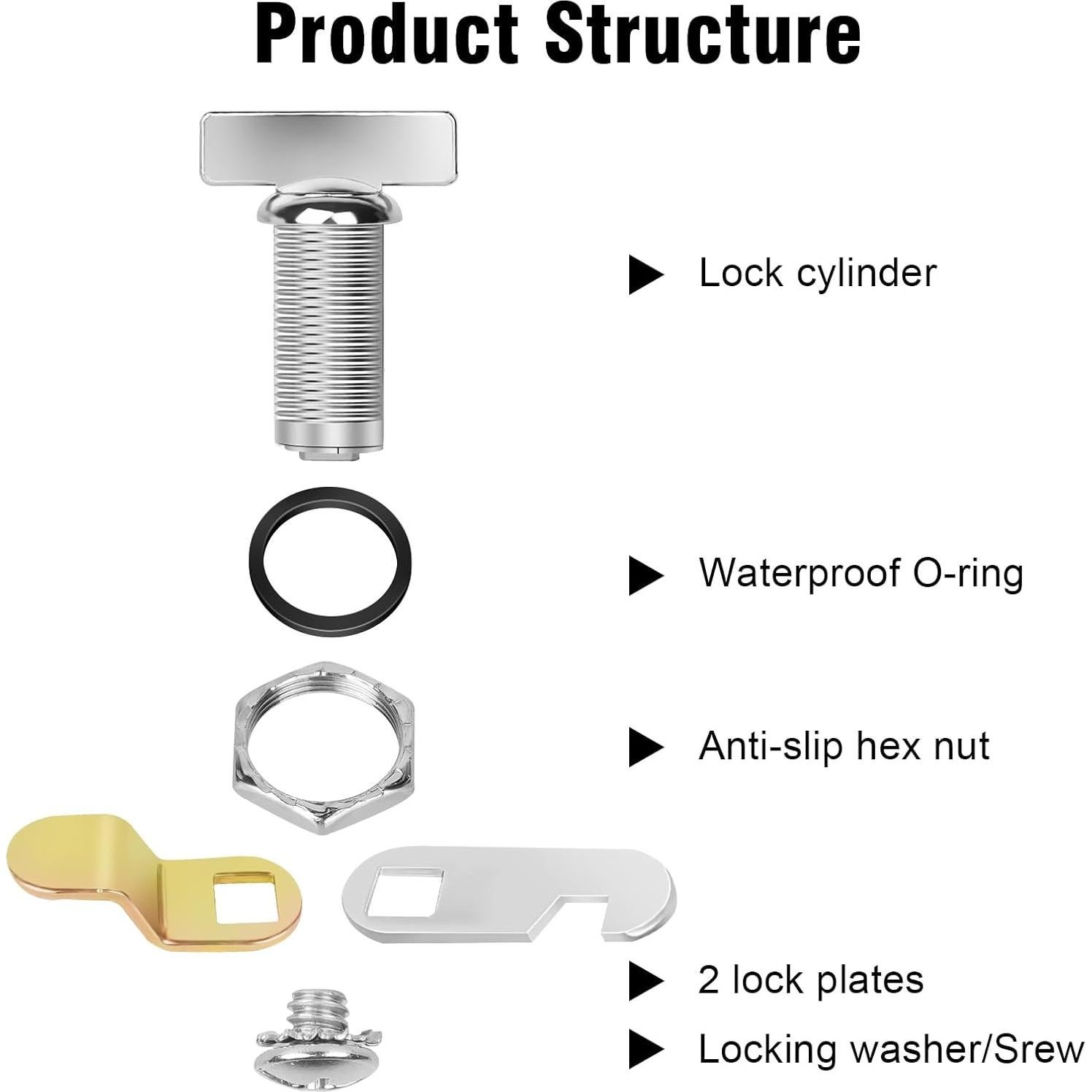 Cerraduras de Palanca Sin Llave Sartatue 2 Pcs 35mm Plata