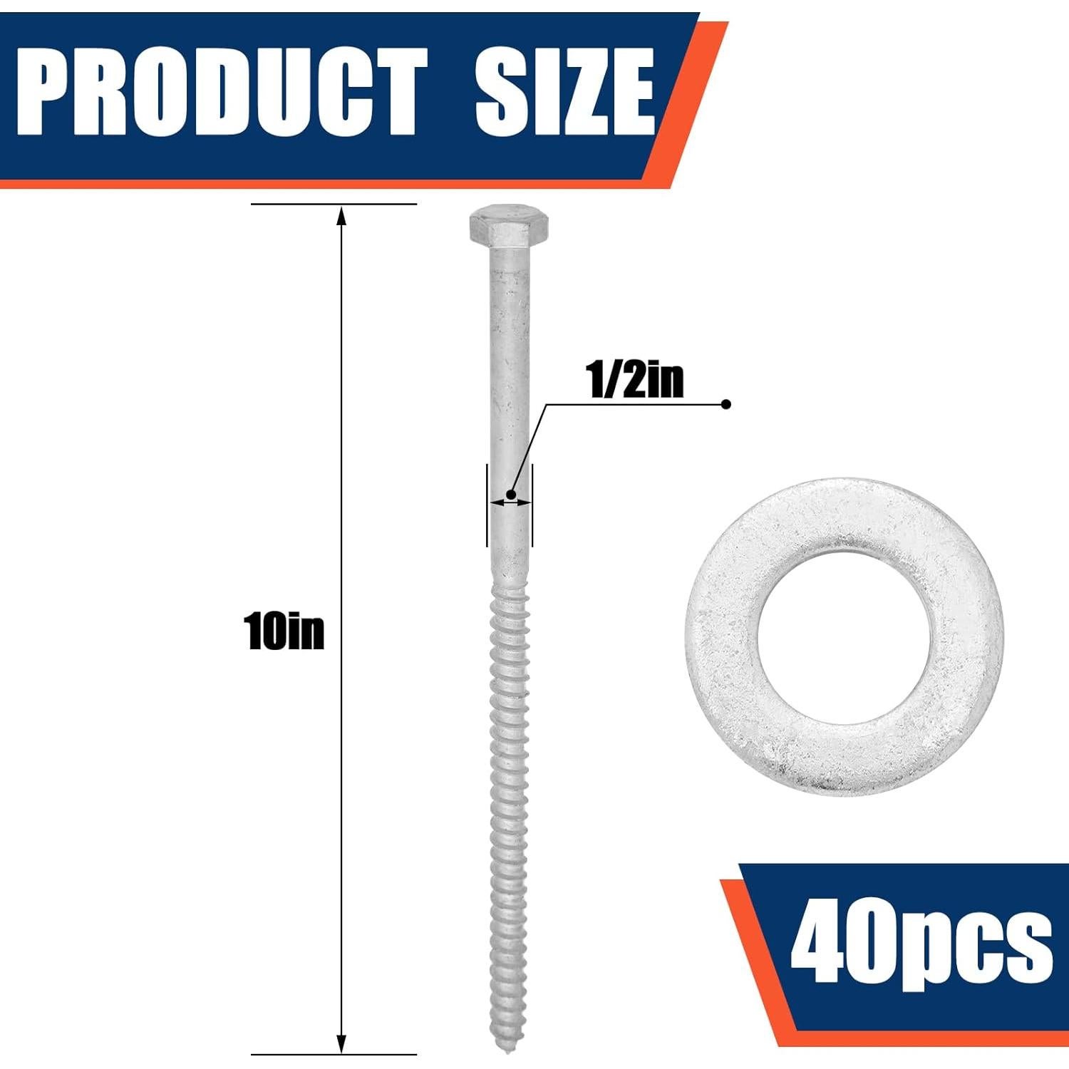 Tornillos de Anclaje Galvanizados Tandefio 40 Pack 1.27 cm x 25.4 cm