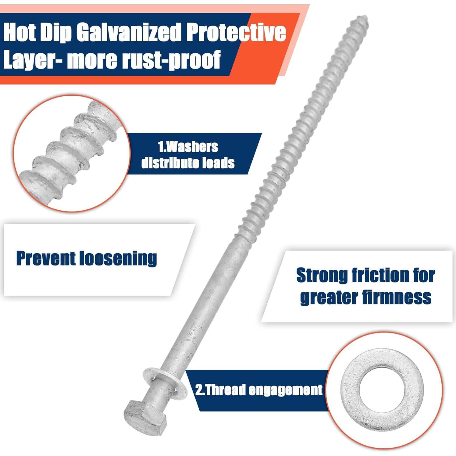Tornillos de Anclaje Galvanizados Tandefio 40 Pack 1.27 cm x 25.4 cm