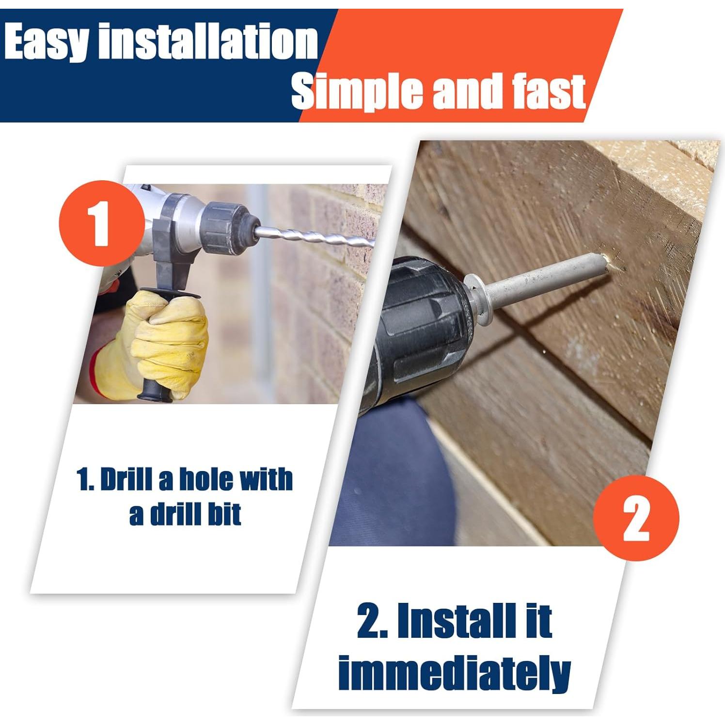 Tornillos de Anclaje Galvanizados Tandefio 40 Pack 1.27 cm x 25.4 cm