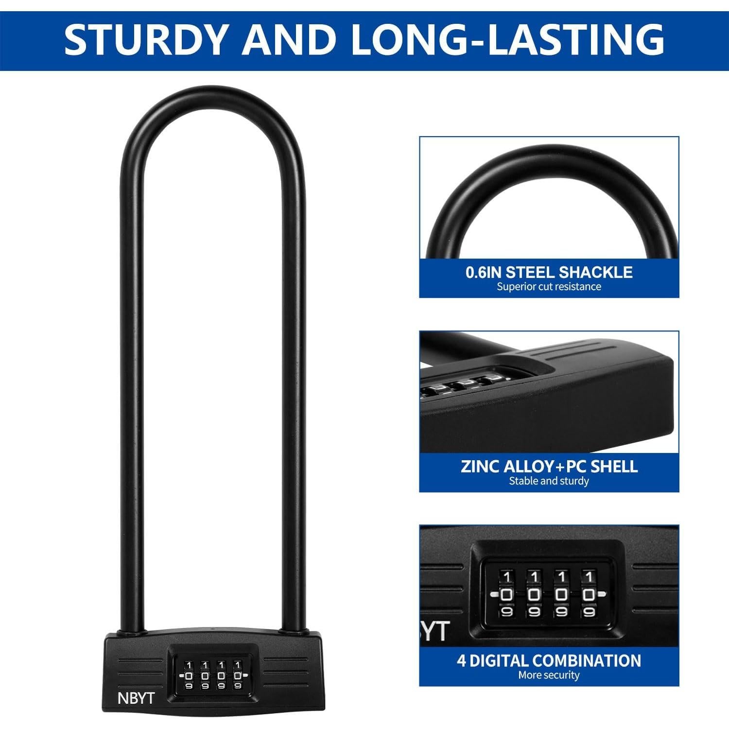 Candado U Combinado Lawnize LA20708L Antirrobo para Bicicleta