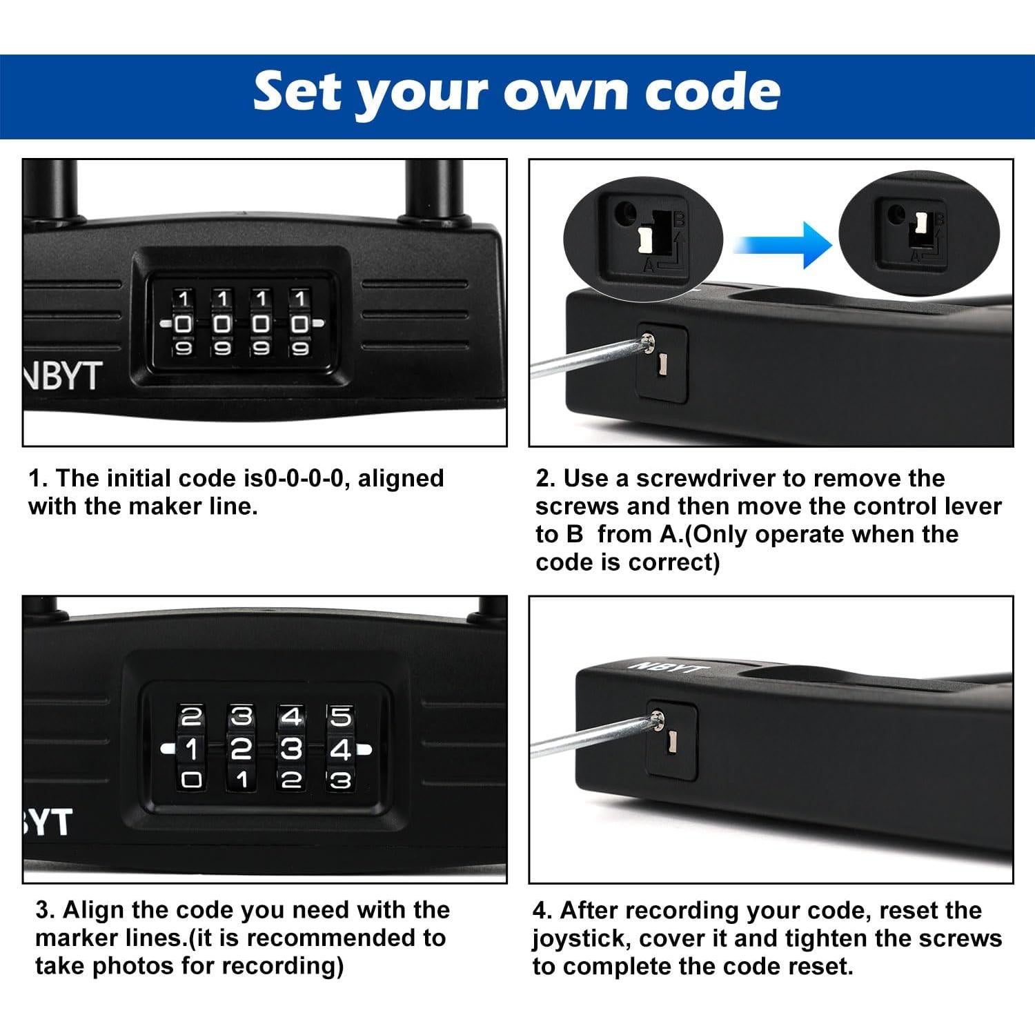Candado U Combinado Lawnize LA20708L Antirrobo para Bicicleta