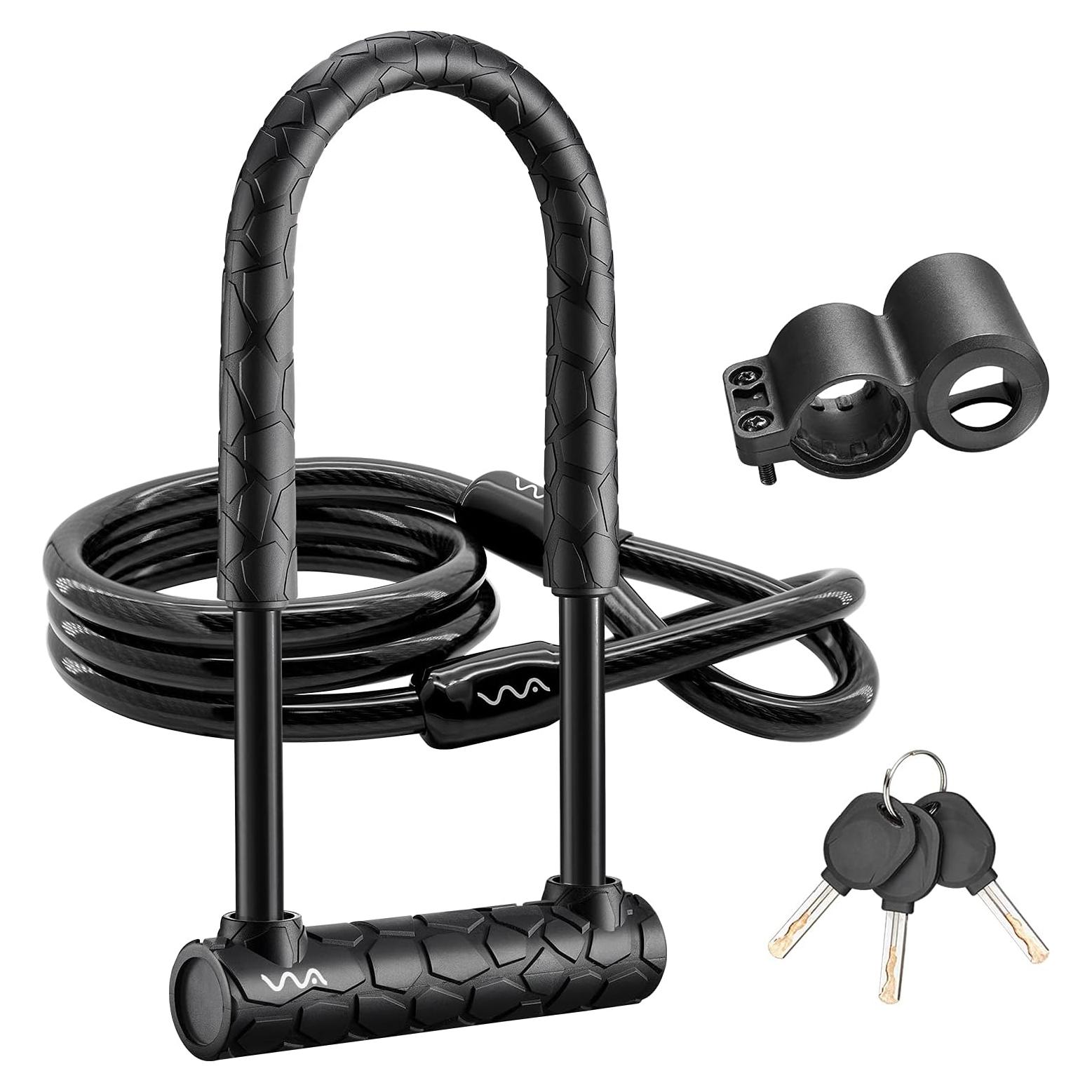 Candado U para Bicicleta VVA con Cable de Seguridad 1.2m