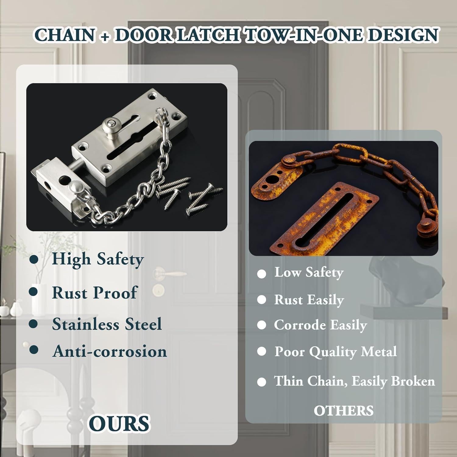 Cadena de Seguridad para Puerta Mooche Acero Inoxidable Cepillado