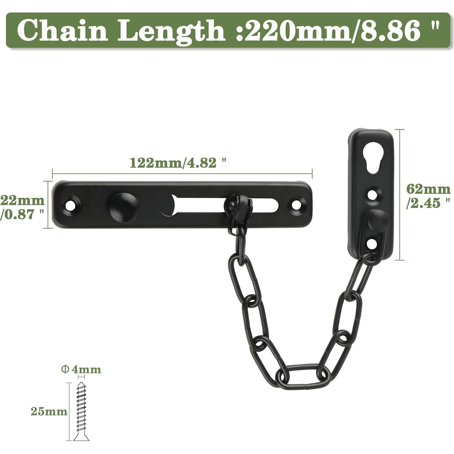 Cerradura de cadena Mooche 220mm acero inoxidable negra