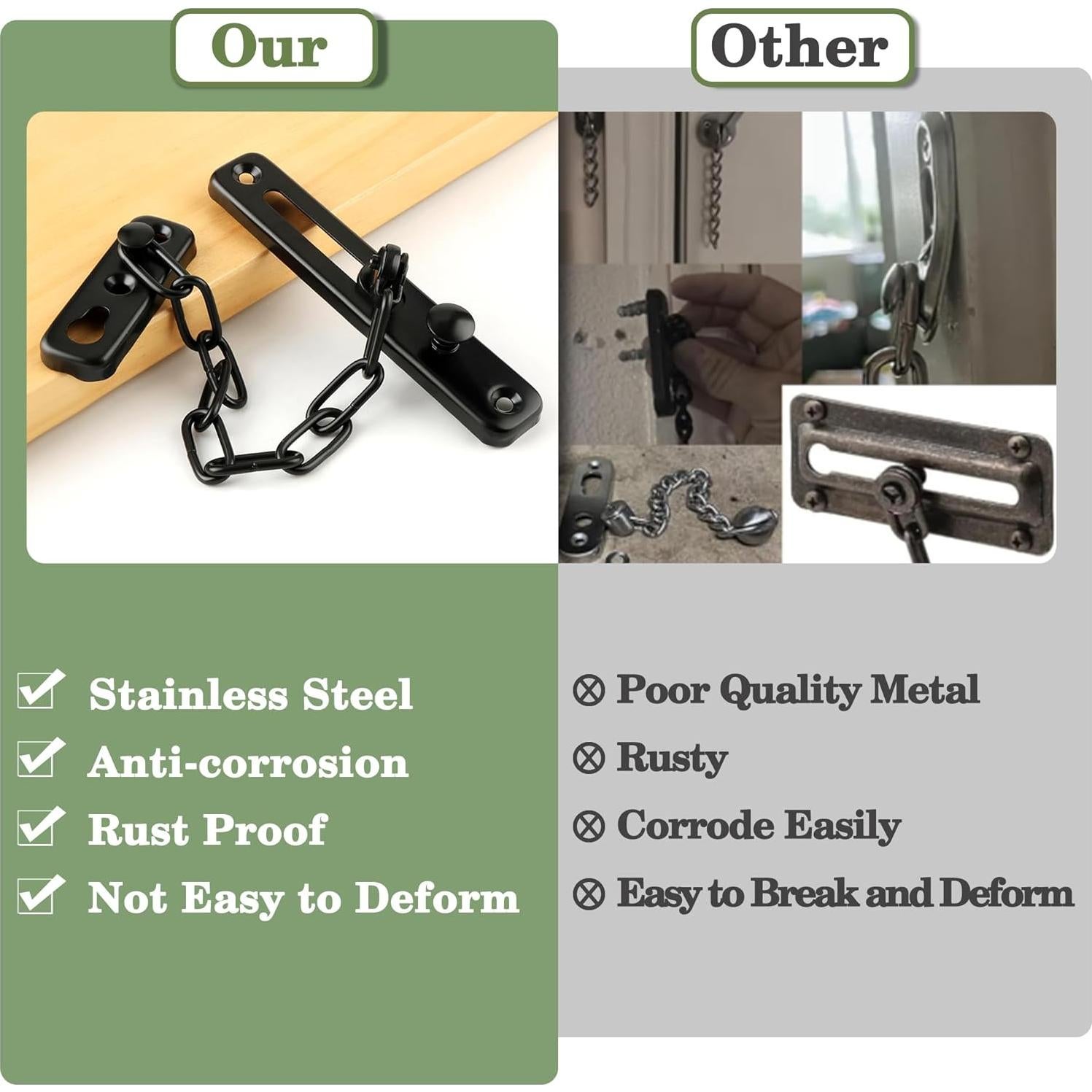 Cerradura de cadena Mooche 220mm acero inoxidable negra