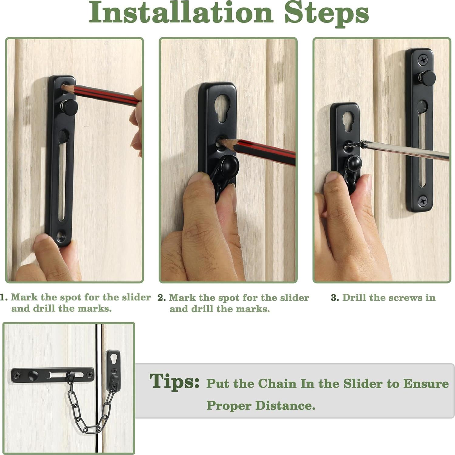 Cerradura de cadena Mooche 220mm acero inoxidable negra