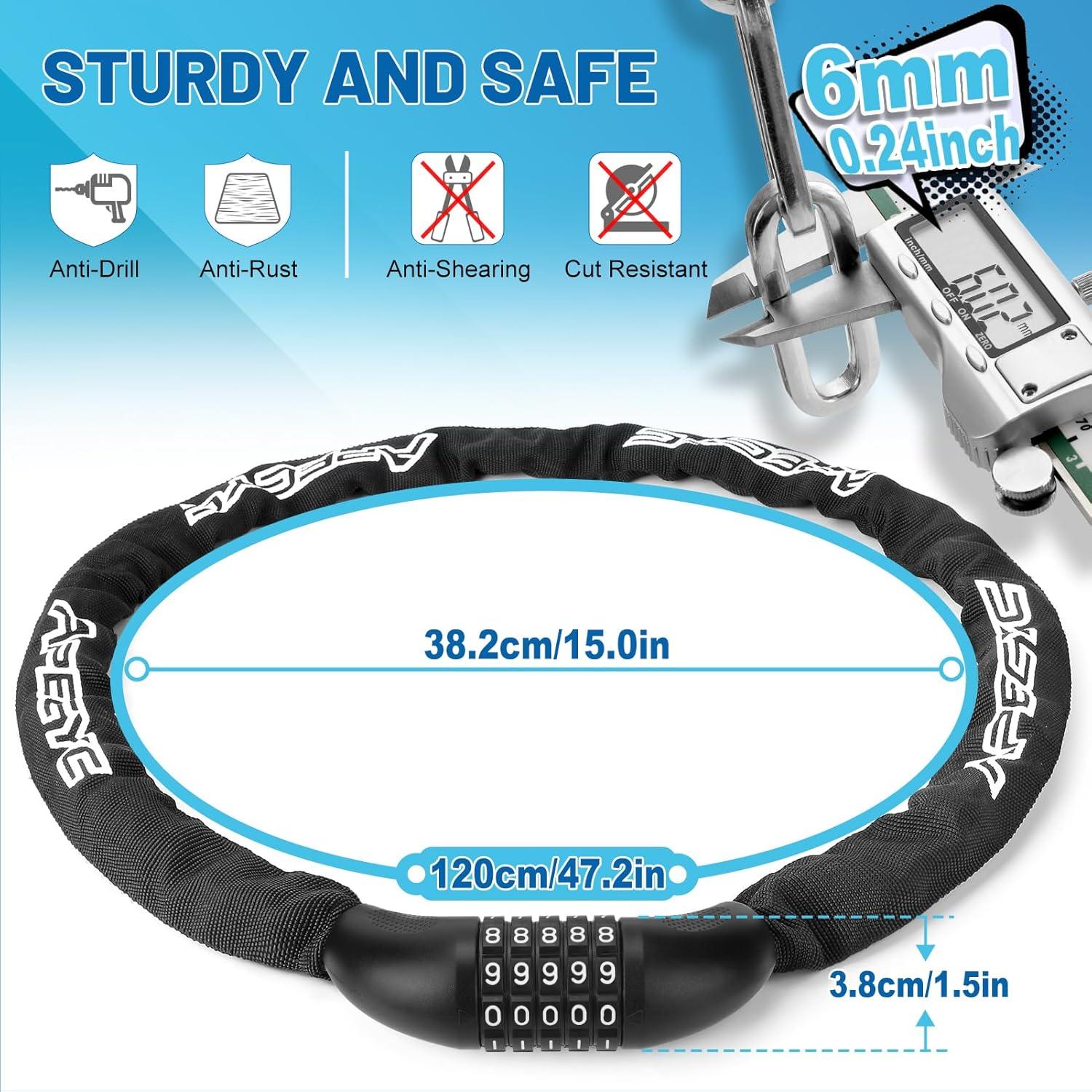 Candado de Cadena para Bicicleta APECYC 150cm Alta Seguridad