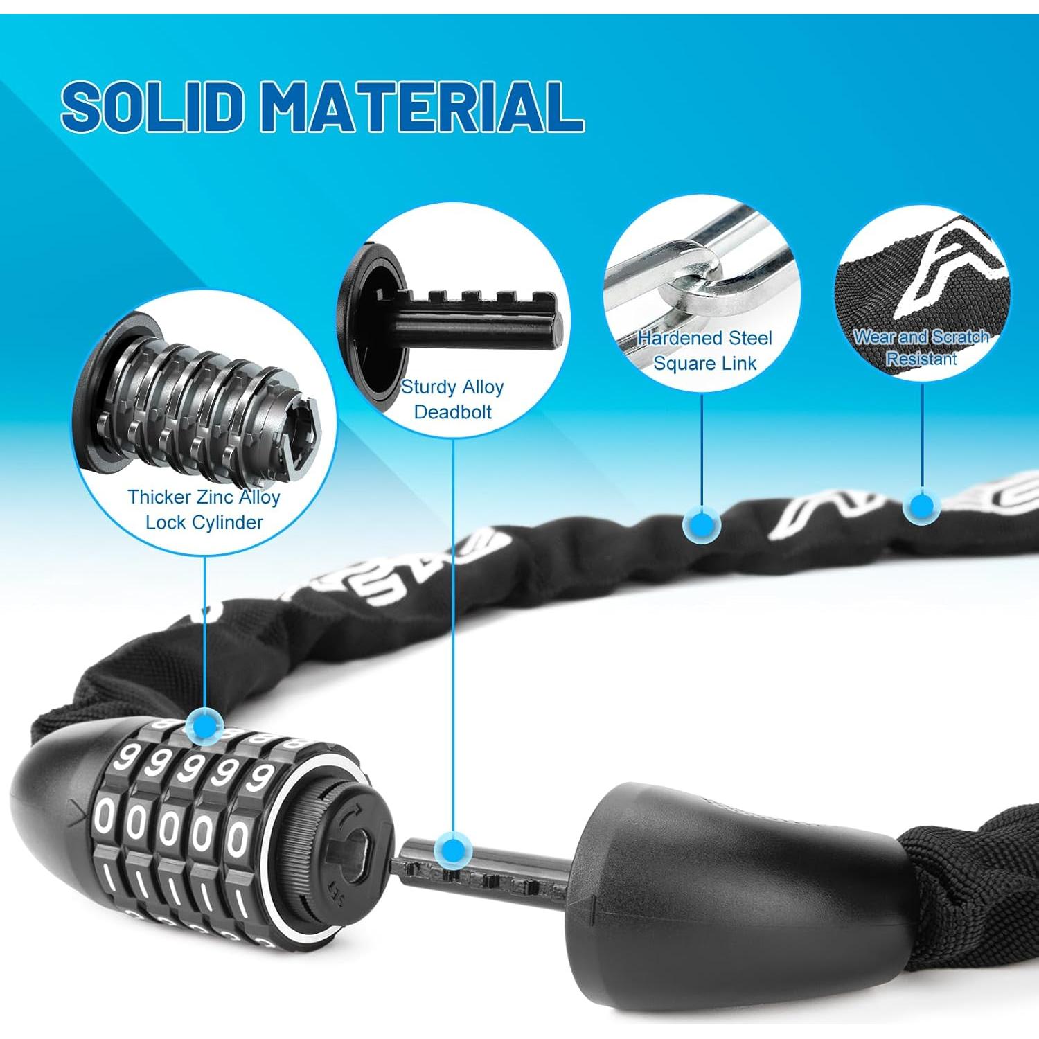 Candado de Cadena para Bicicleta APECYC 150cm Alta Seguridad